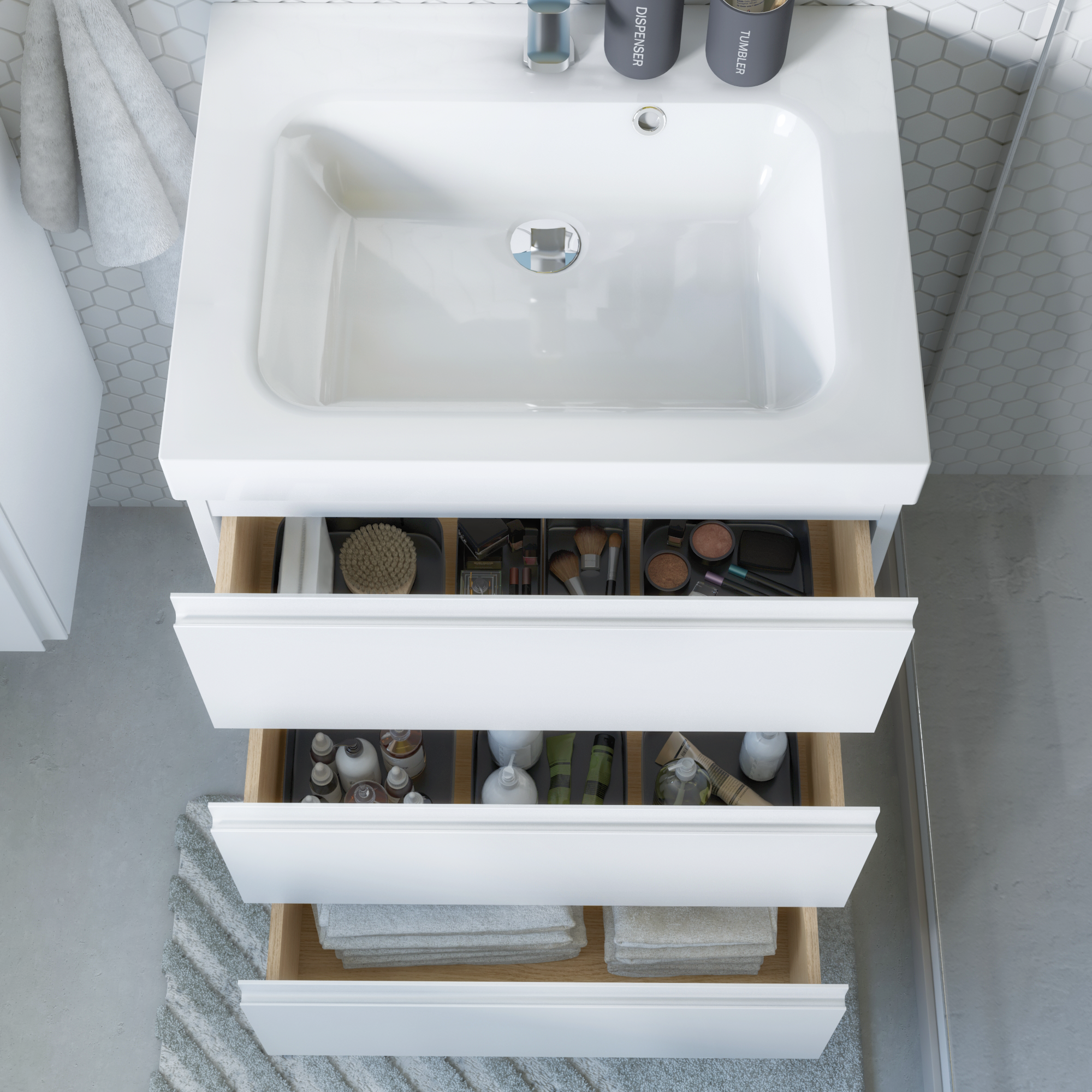 Pack de mueble de baño con lavabo remix blanco brillante 60x46 cm