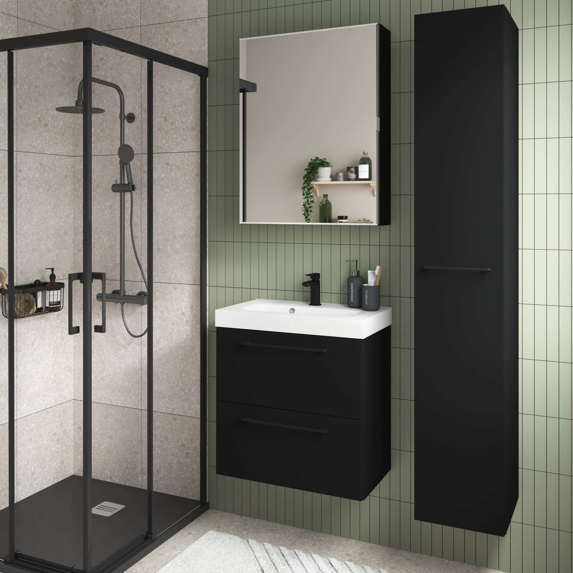 Mueble de baño con lavabo remix negro 60x33 cm