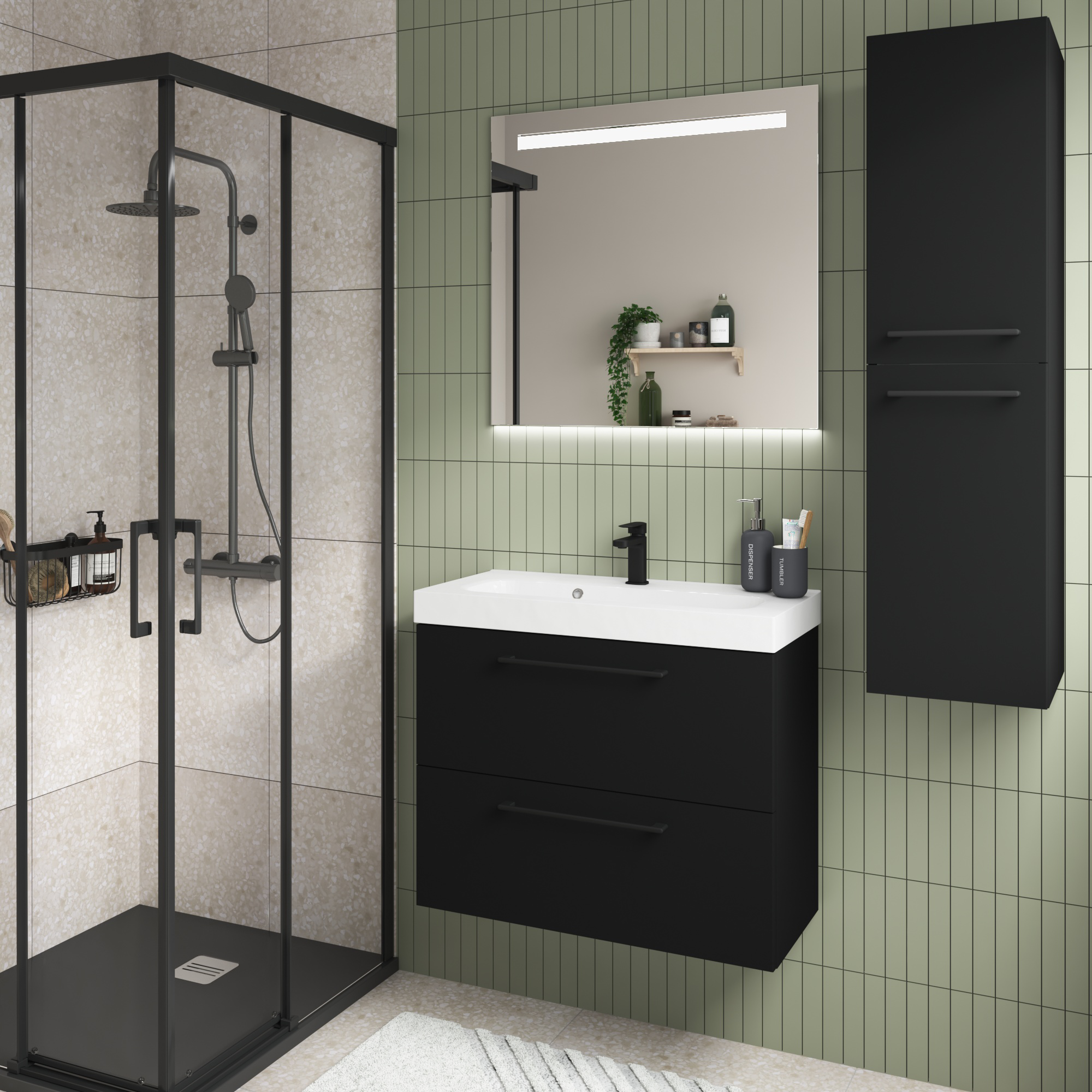 Mueble de baño con lavabo remix negro 75x33 cm