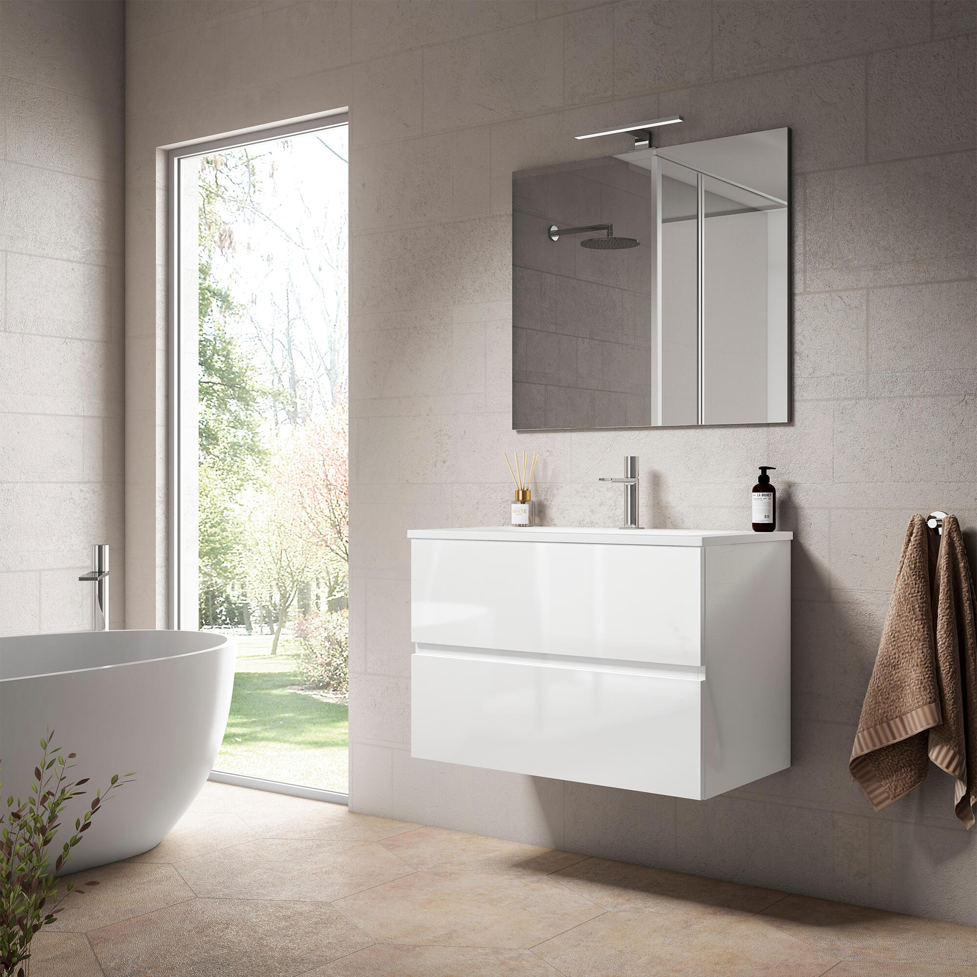 Mueble de baño con lavabo zoe blanco 79.6x45.5 cm