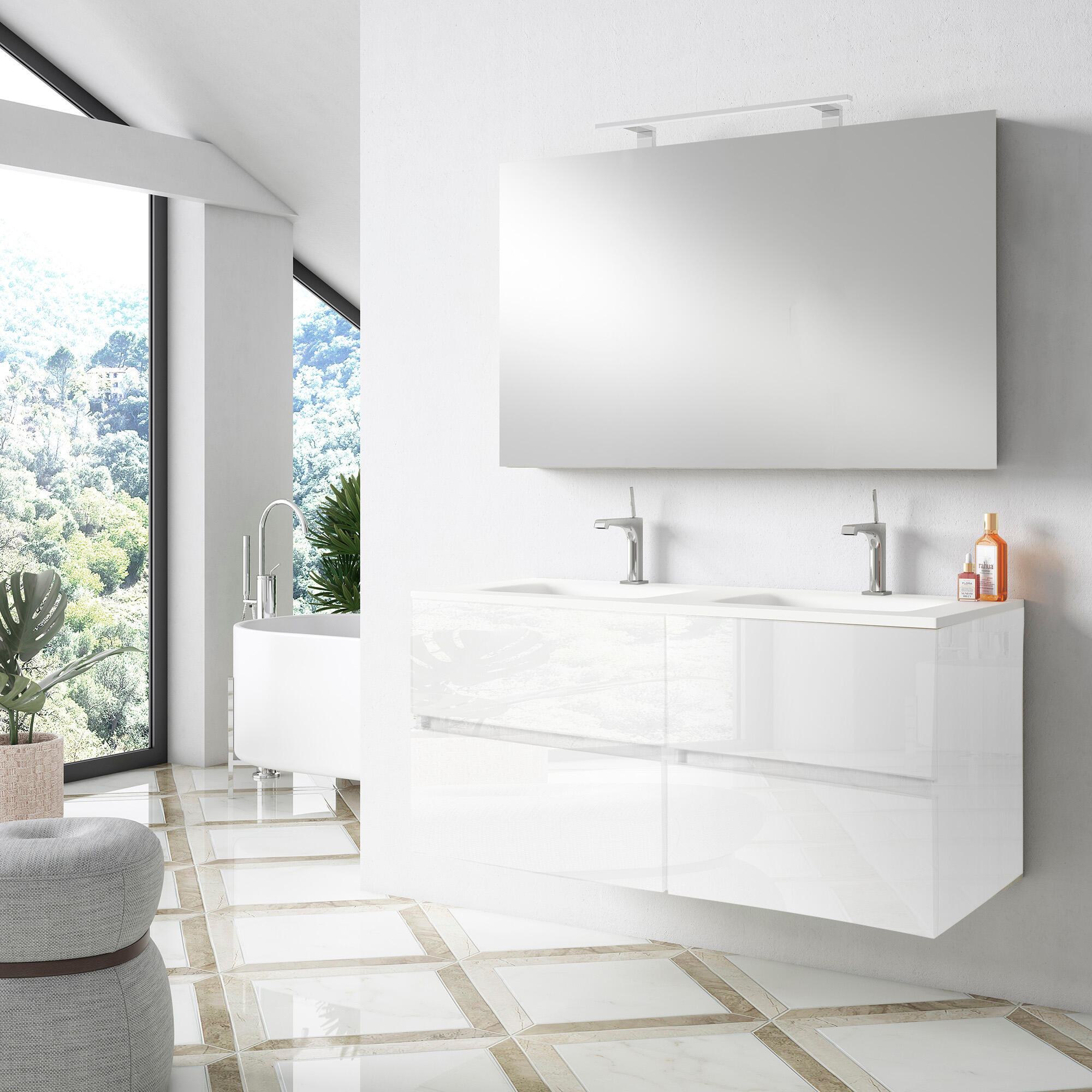 Mueble de baño con lavabo zoe blanco 119.6x45.5 cm