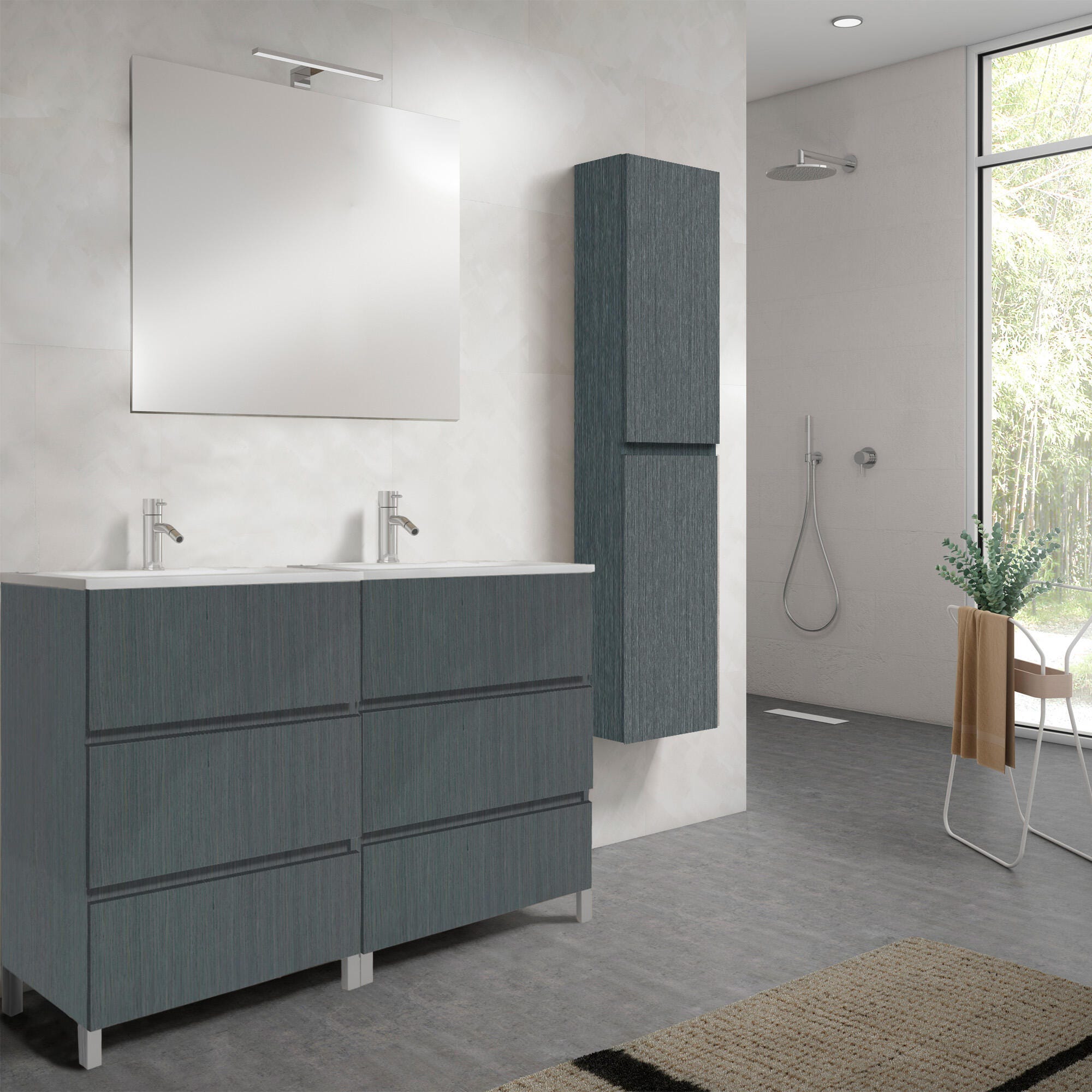 Mueble de baño con lavabo y espejo Prima grafito 119.6x45.5 cm