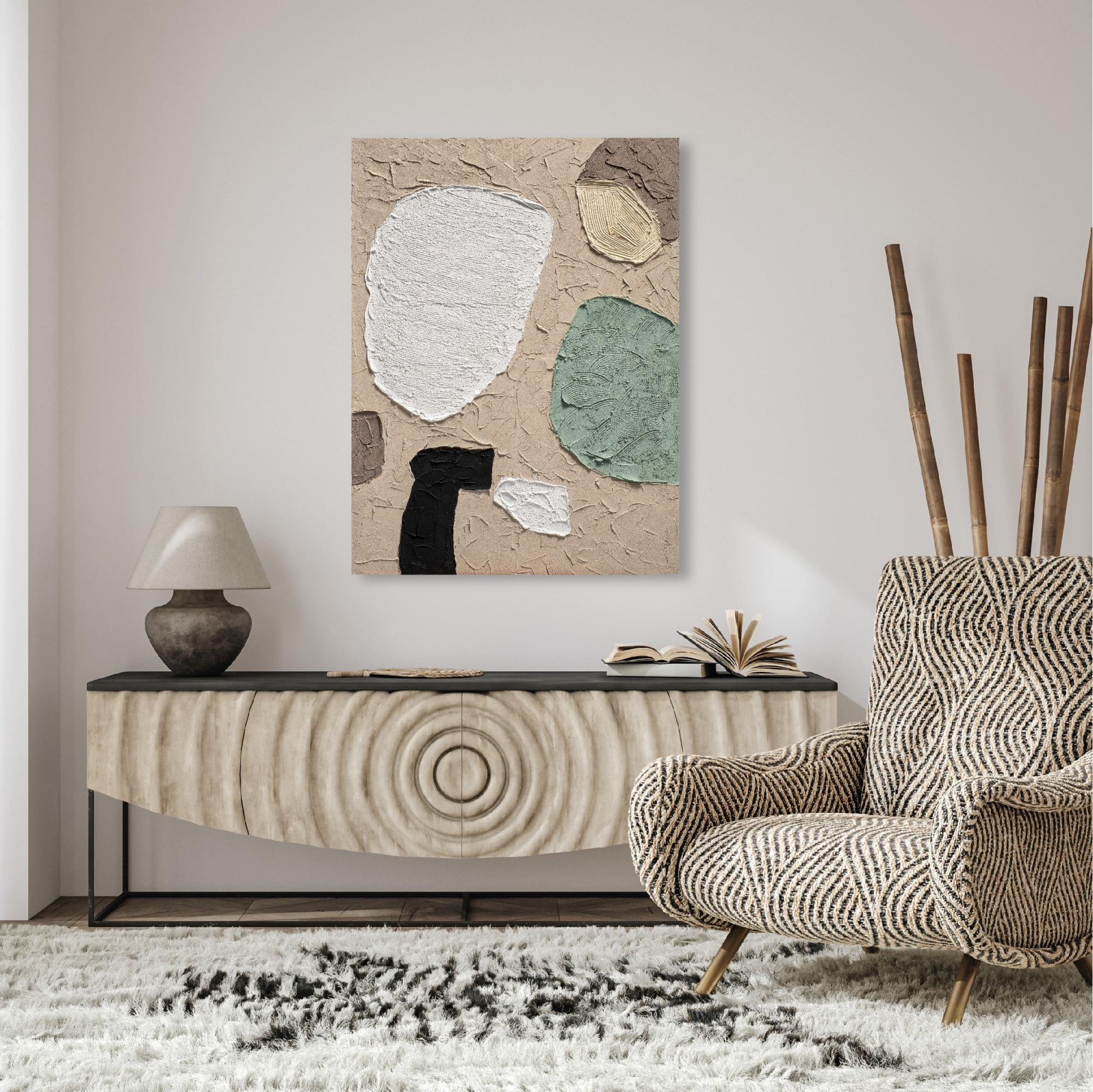 DekoArte - Cuadros decoracion salon modernos CIRCULOS MINIMALISTAS 50x70 cm  x3 piezas - Cuadros con marco color negro incluido