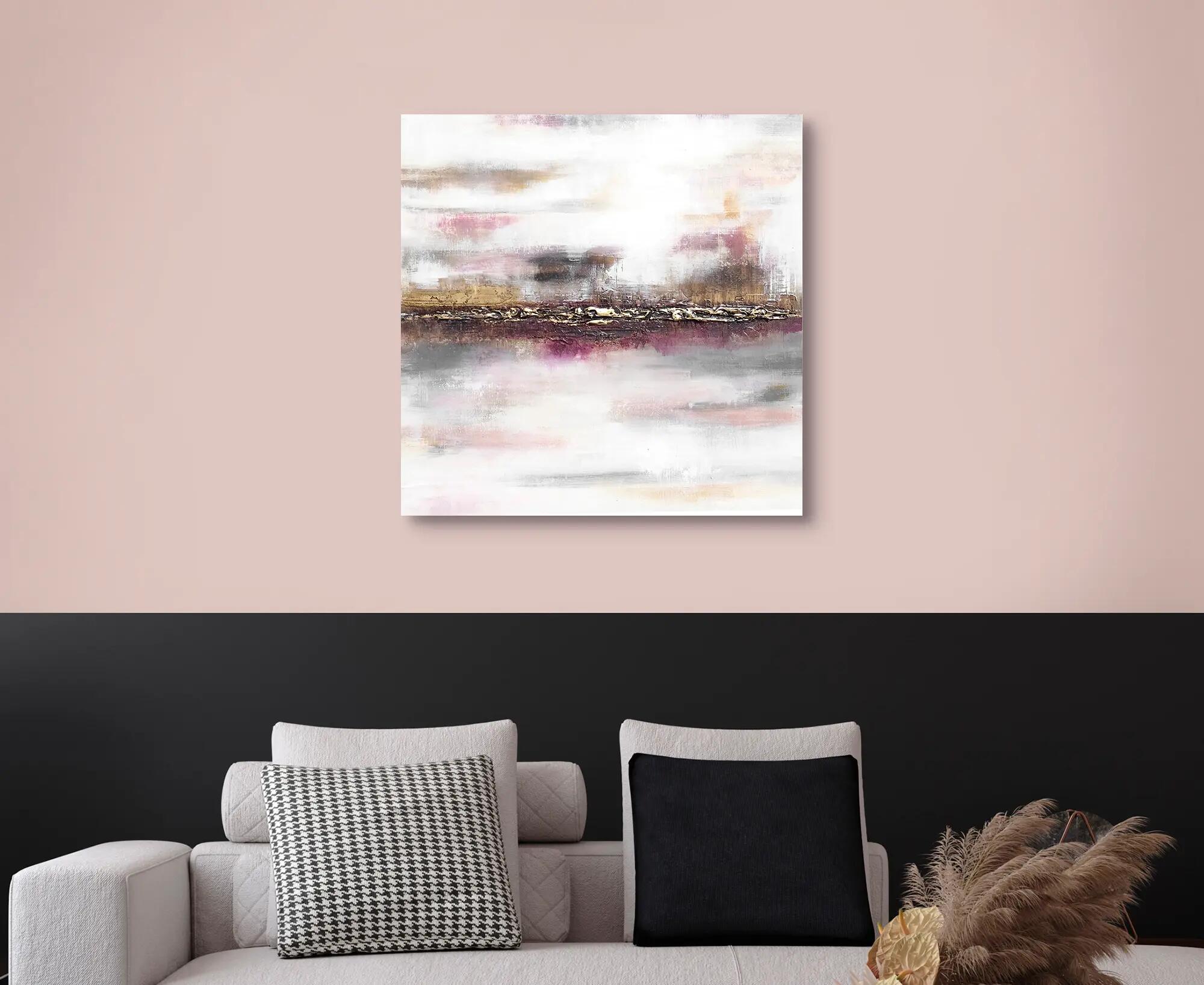 Cuadro pintura original abstracto rosado 80 x 80 cm