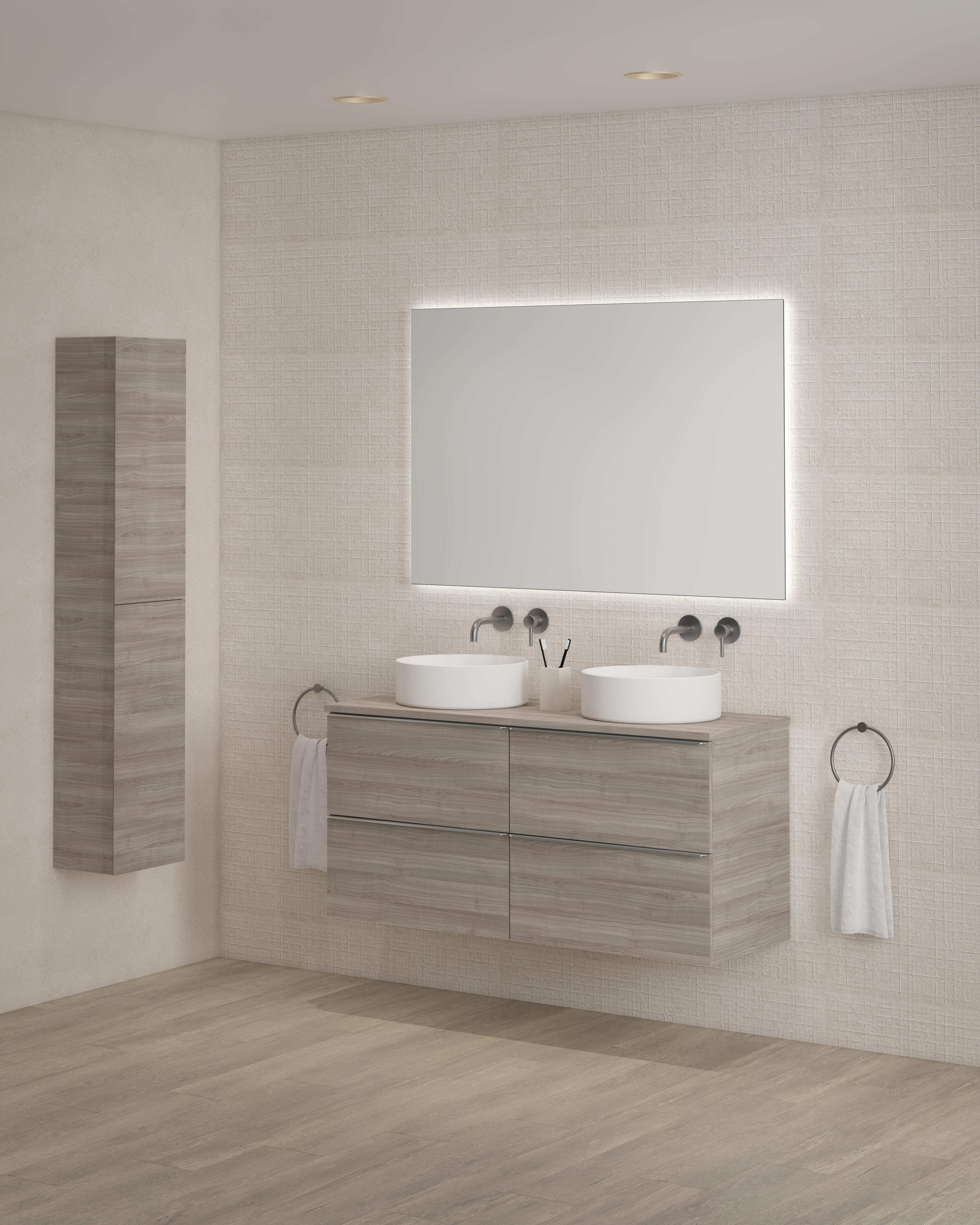 Mueble de baño con lavabo komplett roble gris 120x45 cm