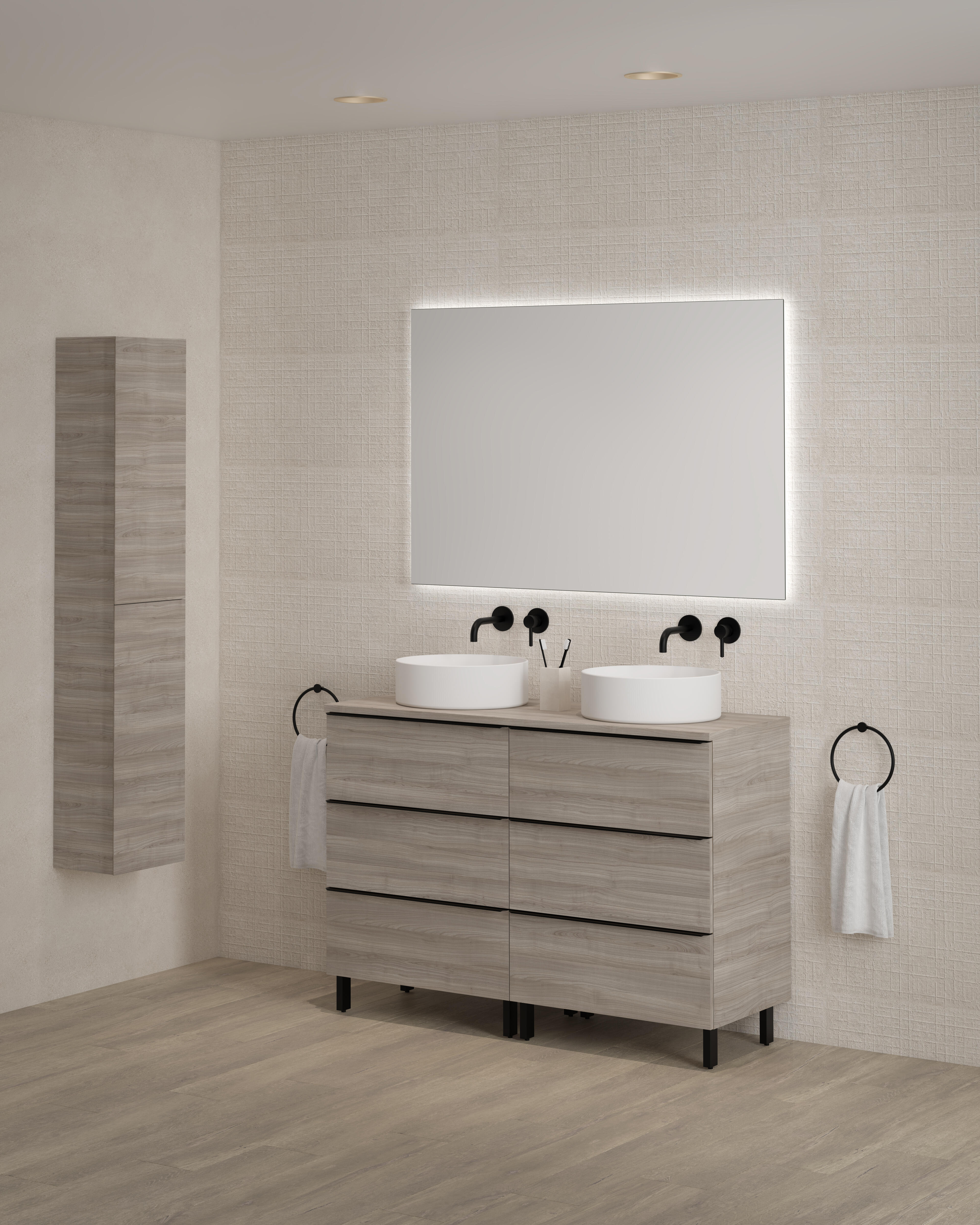 Mueble de baño con lavabo komplett roble gris 120x45 cm