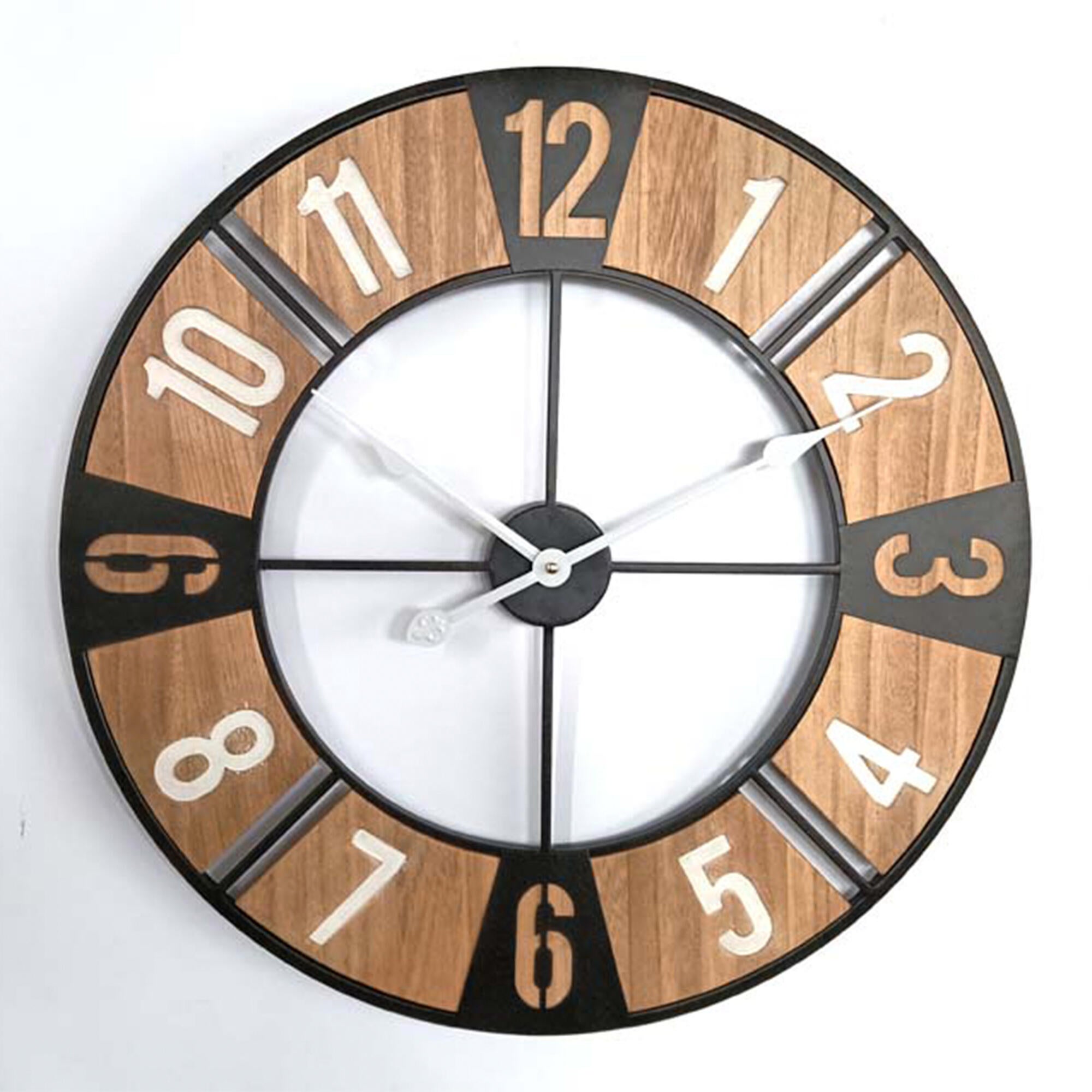 Reloj pared madera blanco engranajes 60 cm - Iluminación