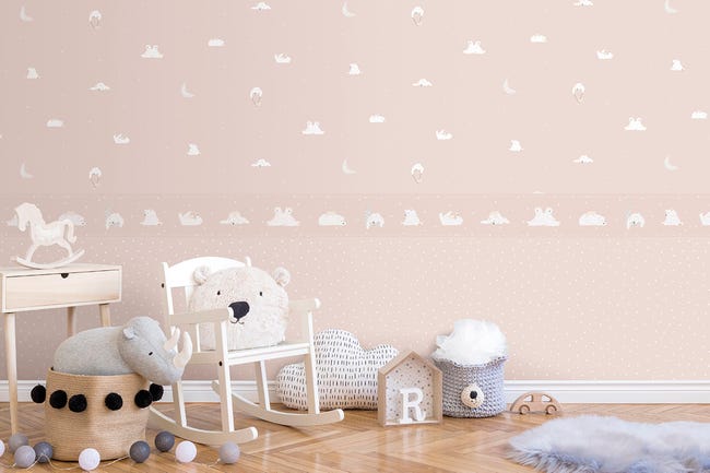 Papel pintado aspecto texturizado infantil 7003-3 Buenas Noches Ositos rosa  | Leroy Merlin