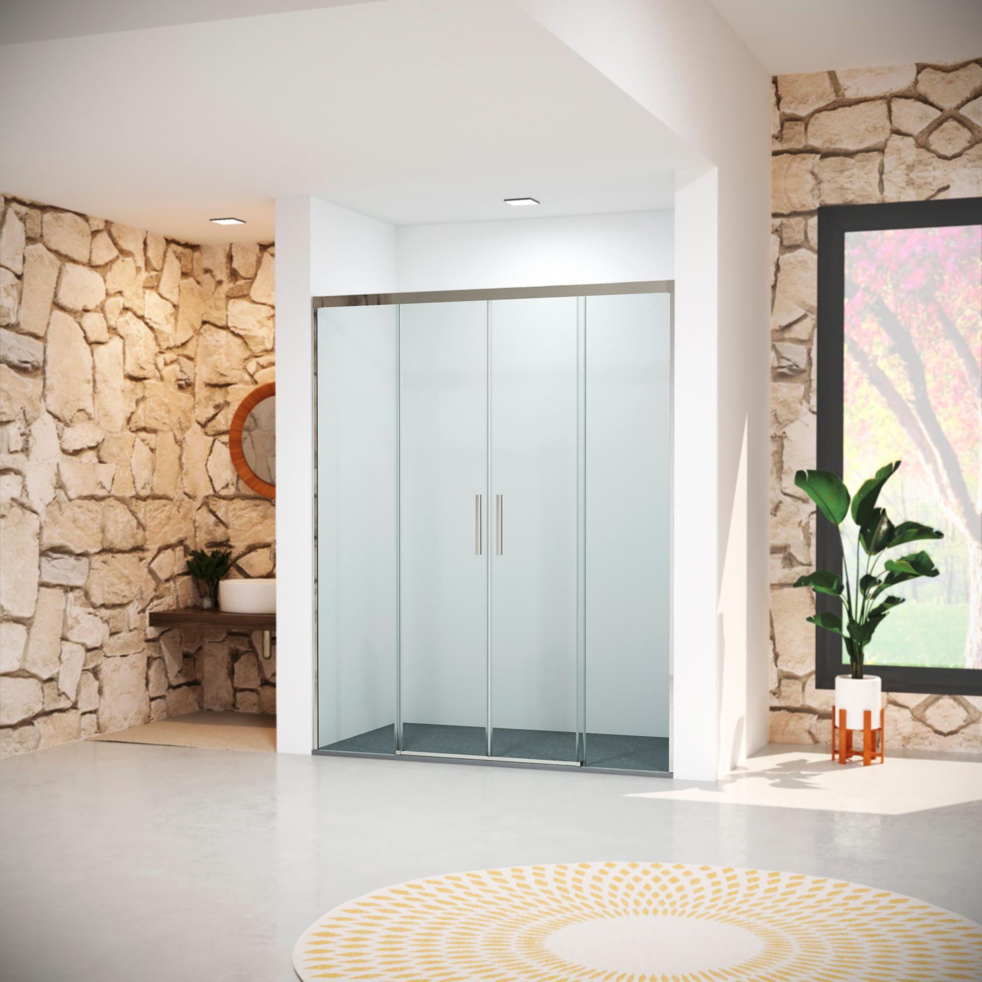 Mampara corredera vitria transparente perfil cromado 6mm (180-185)x199 2cm de la marca GLASSINOX