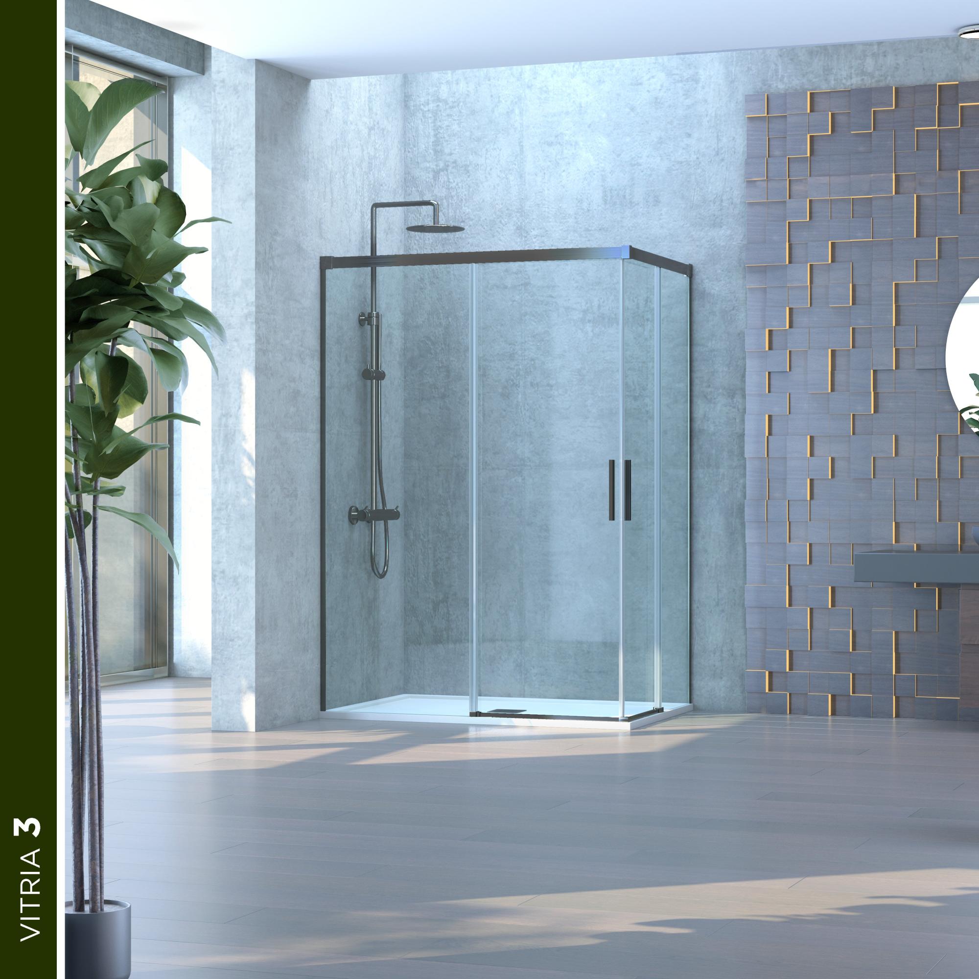 Mampara corredera vitria transparente perfil negro mate 6mm(137-140x67-70)x199cm