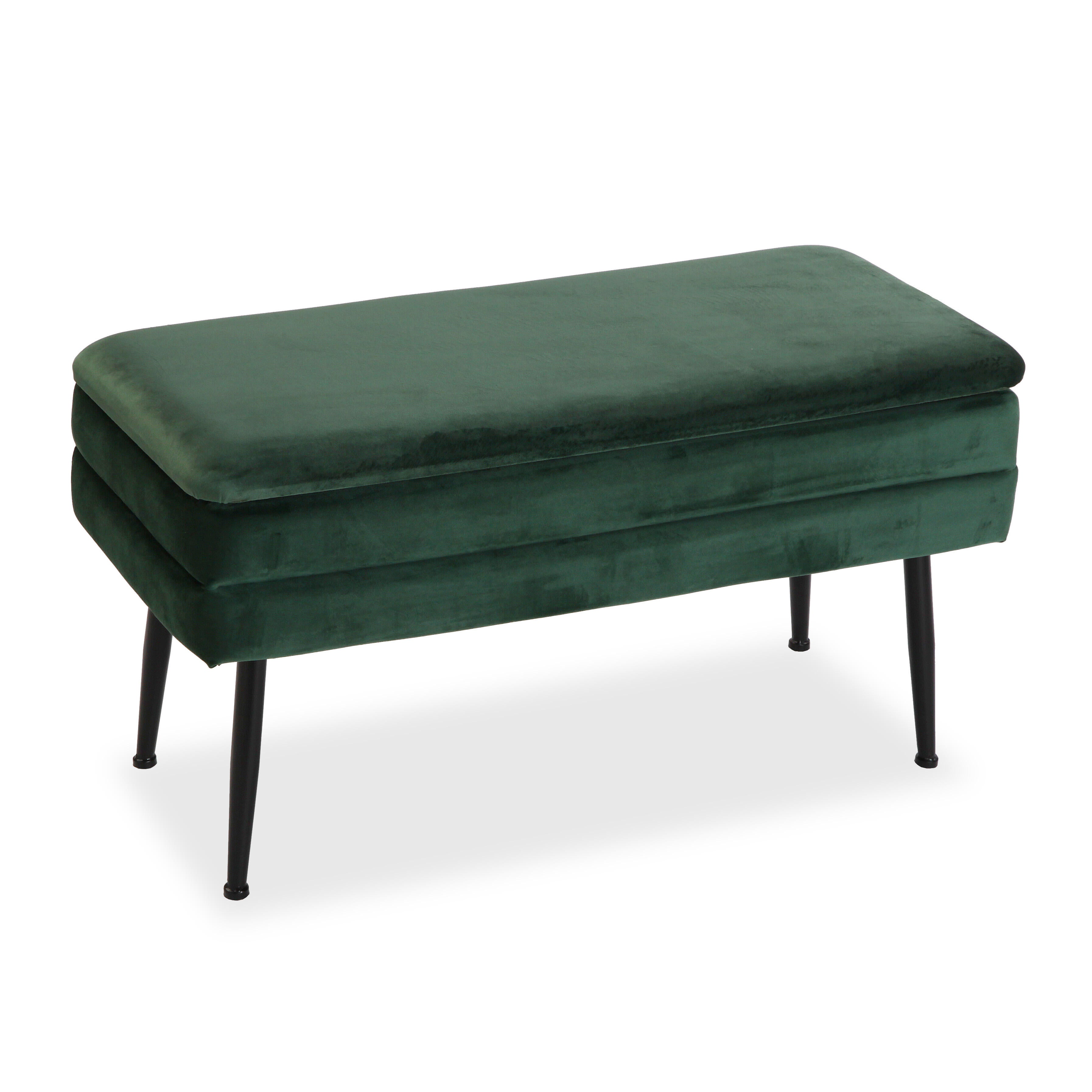 Pie de cama decorativo madera rectangular verde 42x37.5x79.5cm de la marca Sin marca