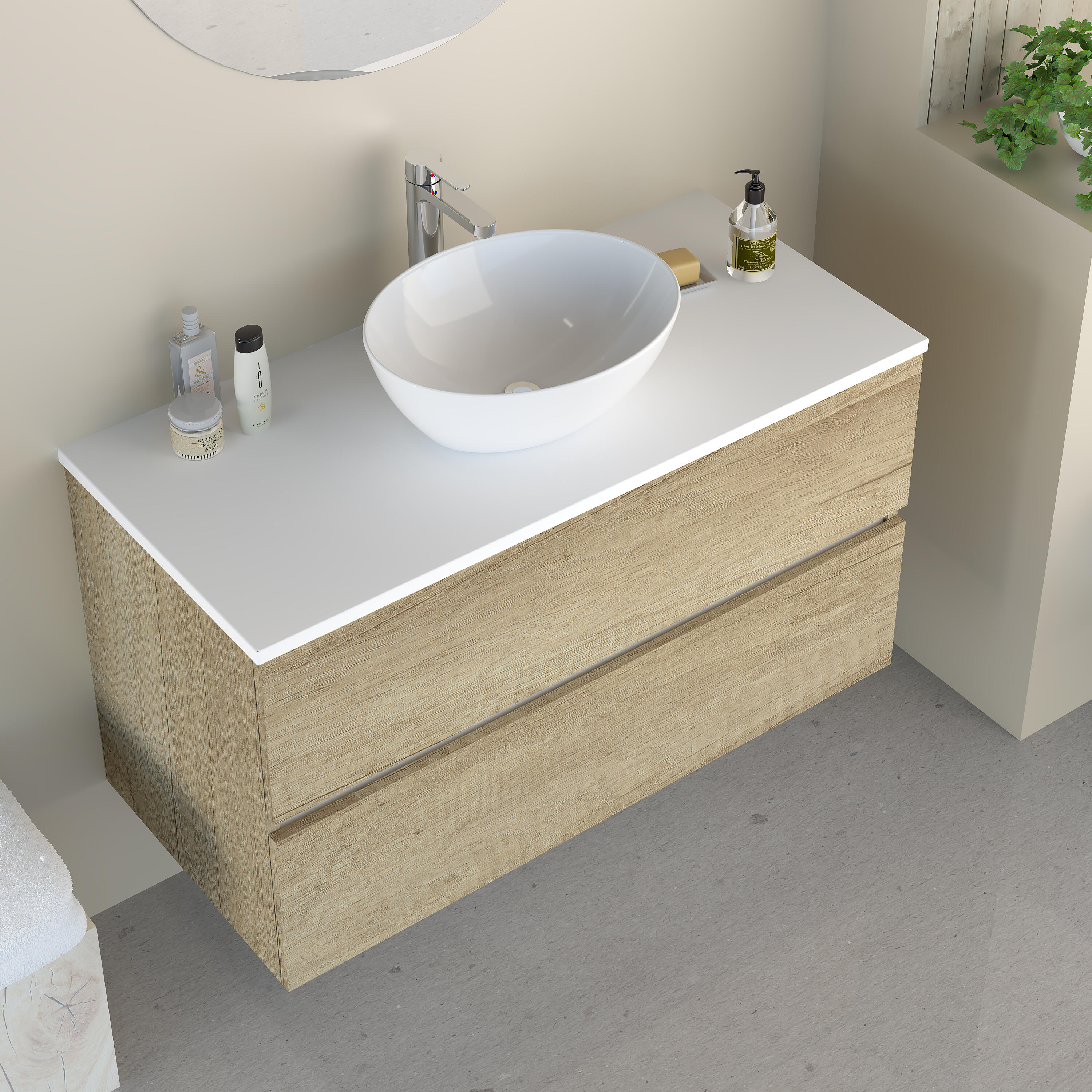 Mueble de baño con lavabo harbor natural 100x46 cm