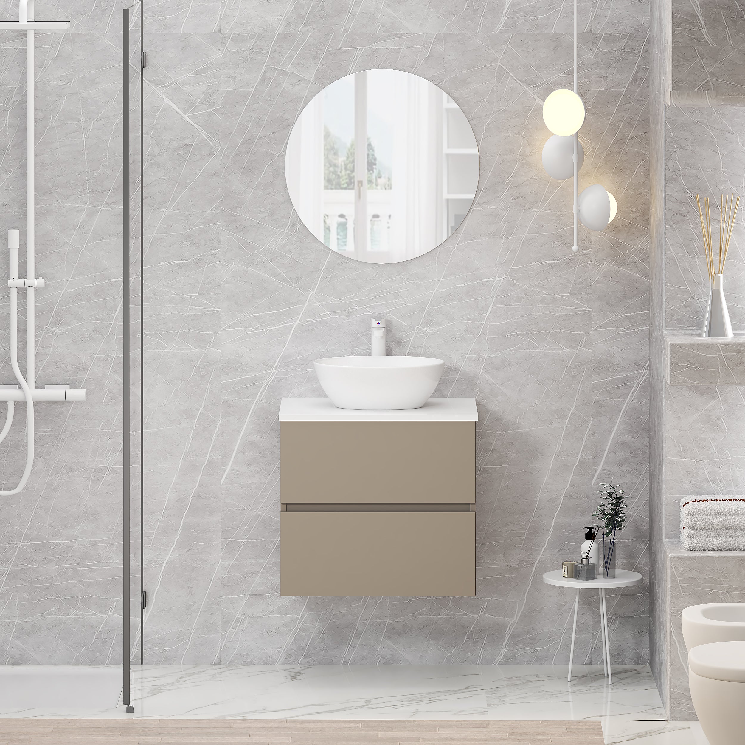 Mueble de baño con lavabo Harbor natural 60x46 cm