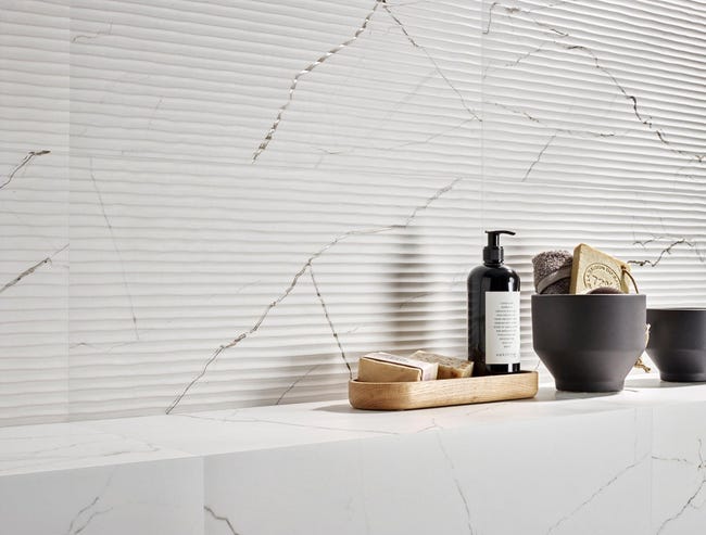 Azulejo efecto mármol blanco mate 30x60 cm Marble Lincoln ROCA TILES ...