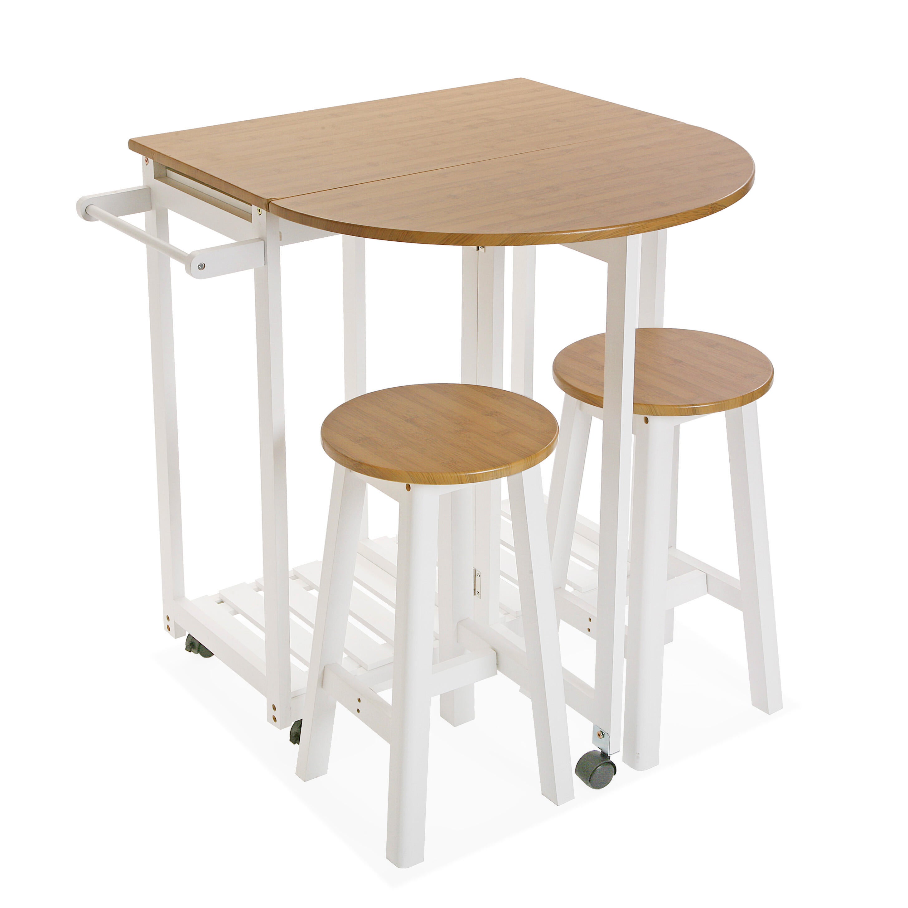 Conjunto de mesa de 84x35x74 cm y 2 taburetes versa en madera mdf beige/blanco