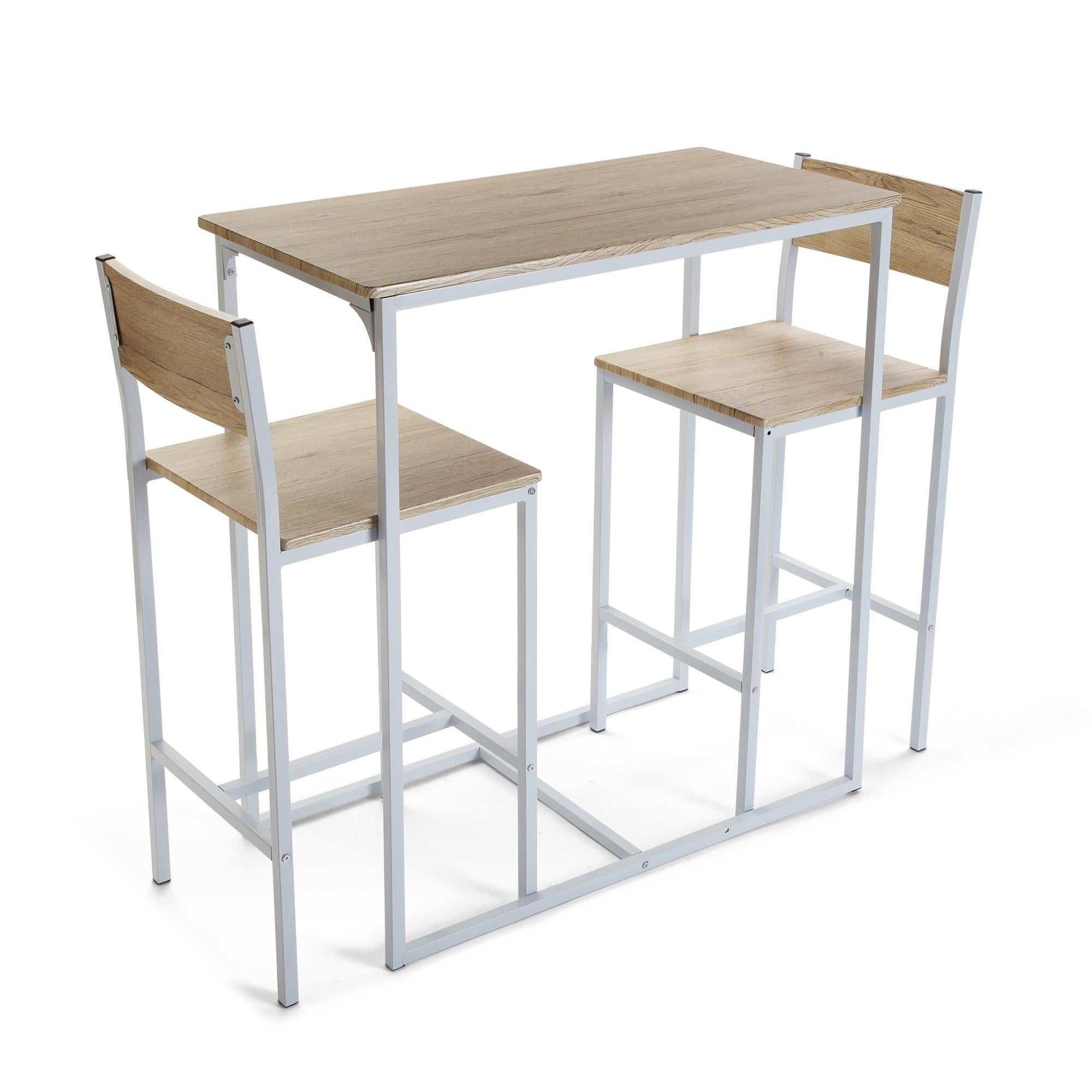 Conjunto de mesa de 97x45x89 cm y 2 taburetes versa en madera mdf beige/blanco