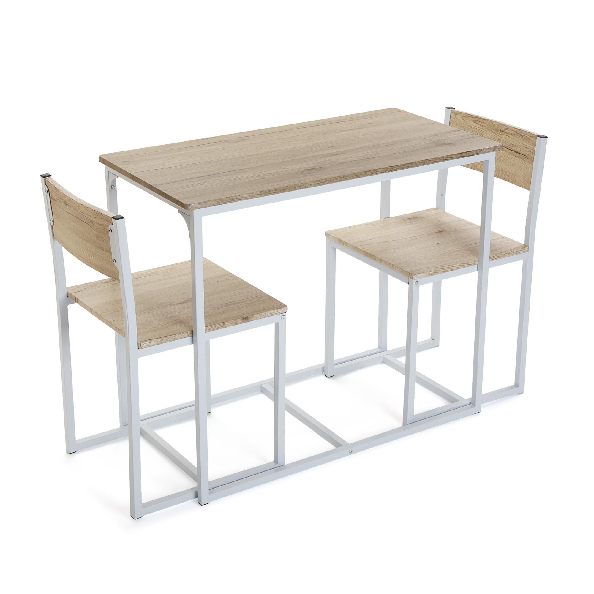 Conjunto de mesa de 75x45x89 cm y 2 sillas versa en madera mdf beige/blanco