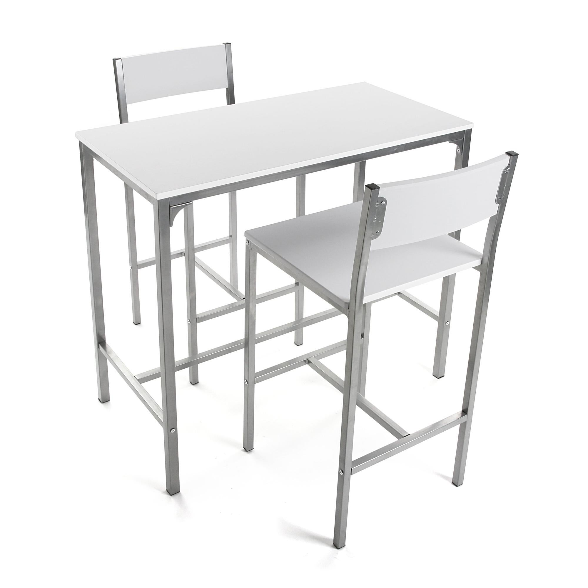 Conjunto de mesa de 87x45x89 cm y 2 sillas versa en madera mdf blanco/gris