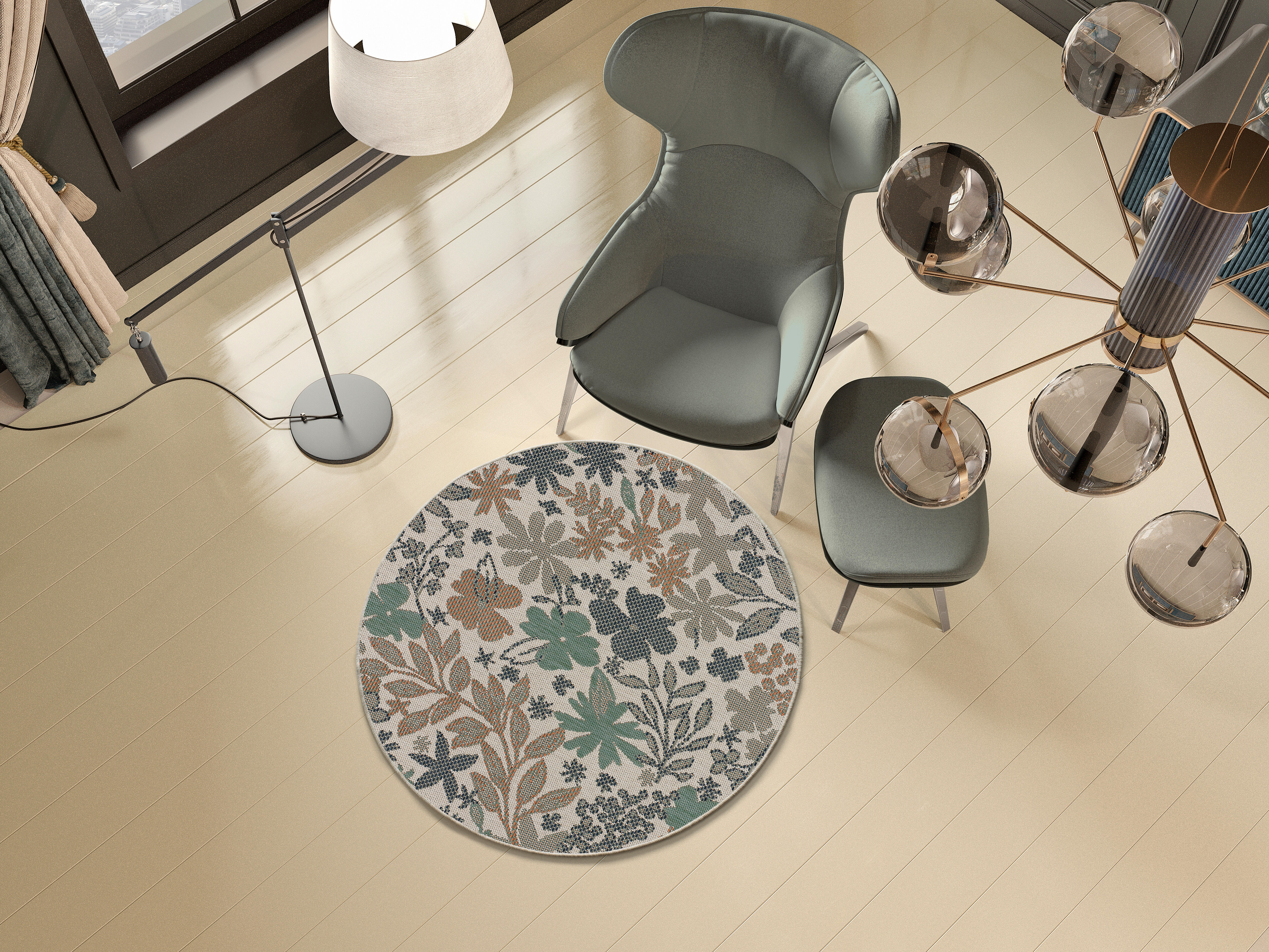 Alfombra exterior/interior polipropileno colette multicolor 115x115cm