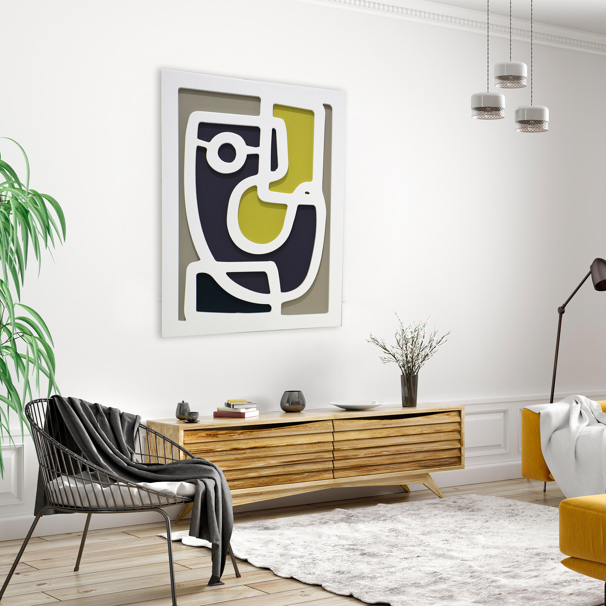 DekoArte - Cuadros decoracion salon modernos CAMPO DE FLORES 50x70 cm x3  piezas - Cuadros con marco color madera incluido