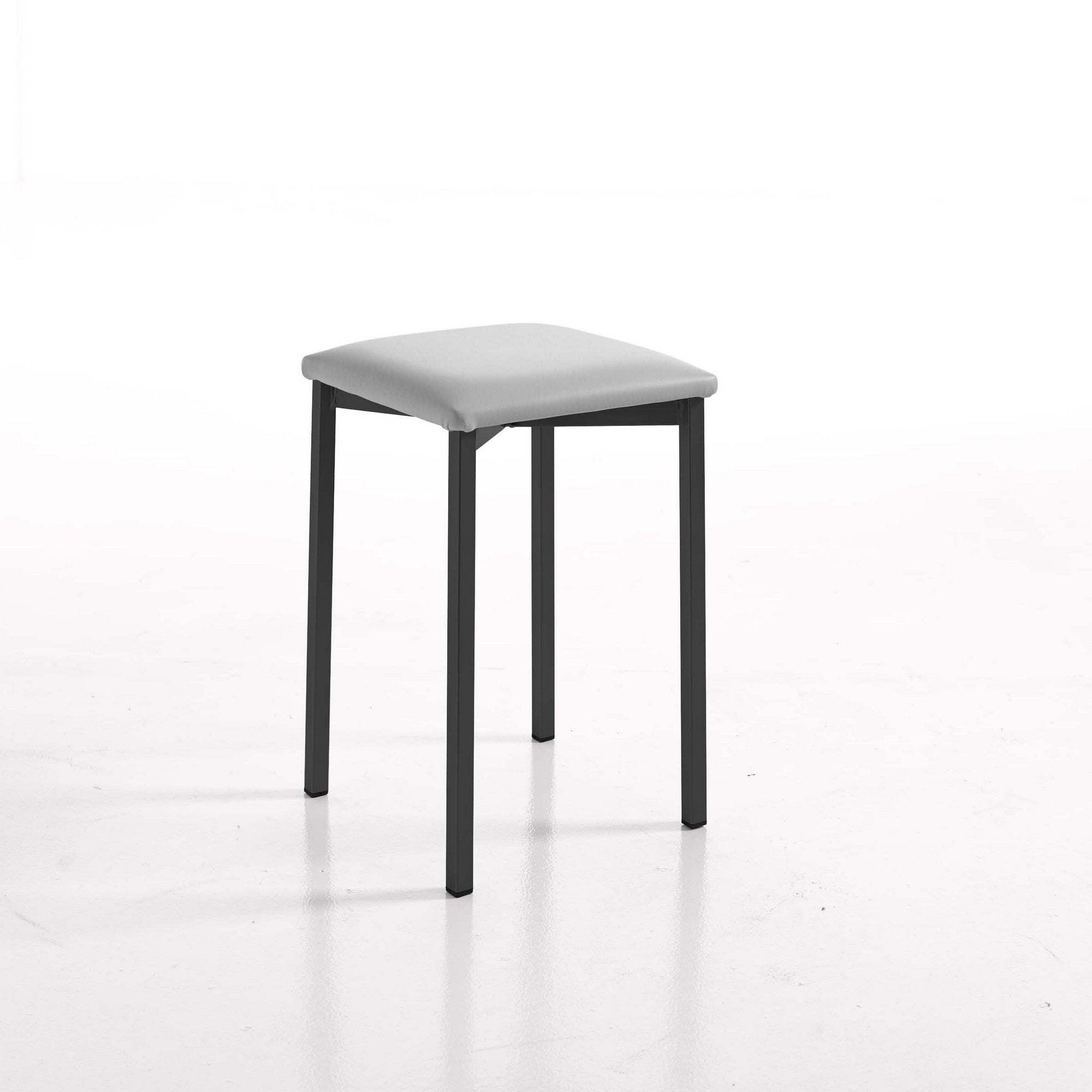 Taburete kelsa gris de textil y base de metal
