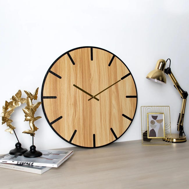 Reloj de pared grande Starburst, madera de reloj de pared atómico, reloj de  pared moderno de