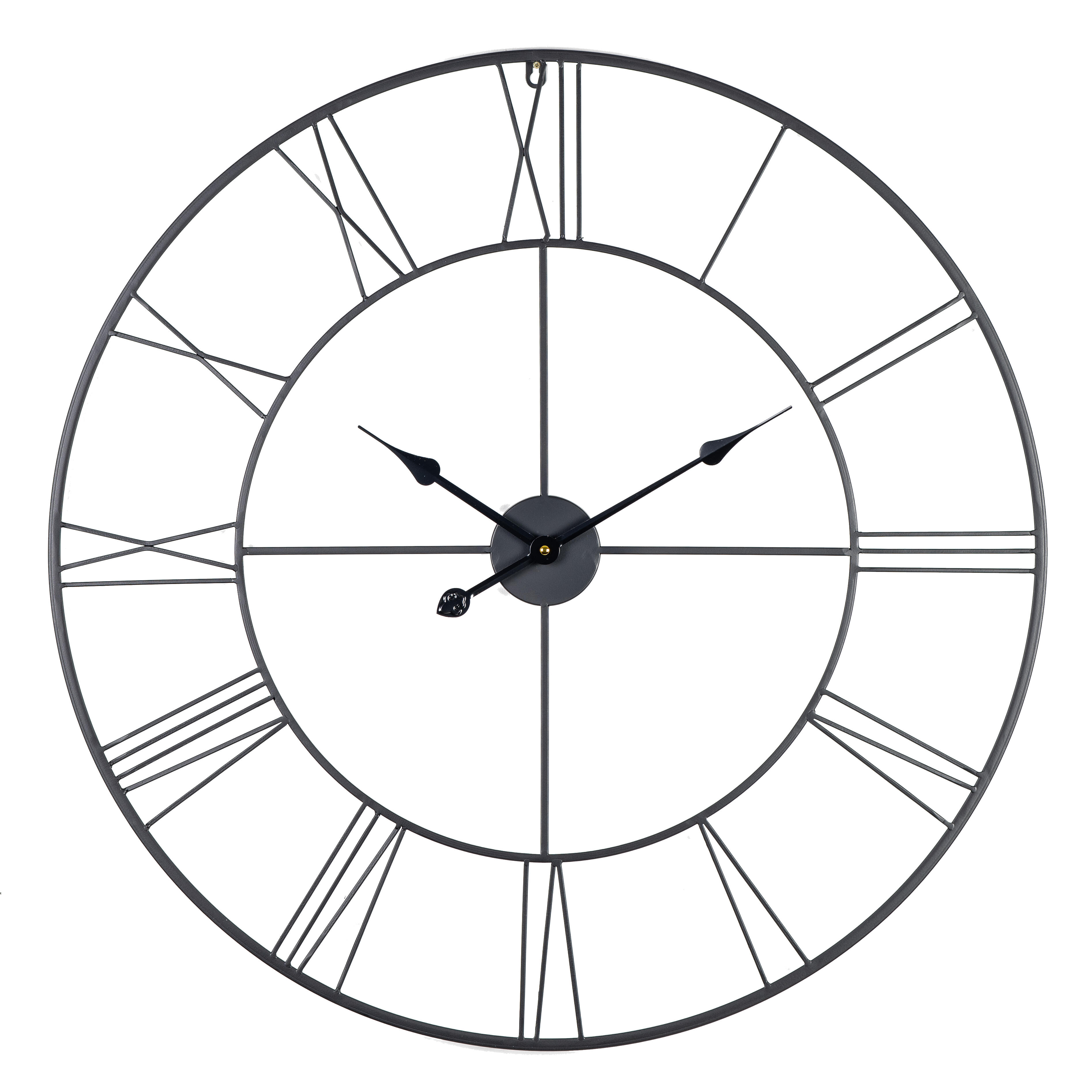 Reloj de pared ovalado clásico metal negro de 80 cm