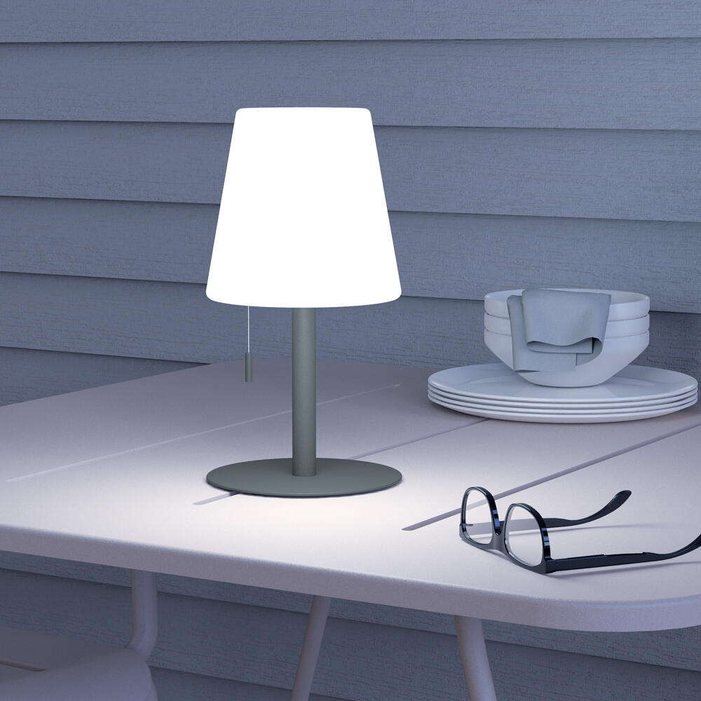Lámpara de mesa exterior led lola color de luz regulable con usb gris