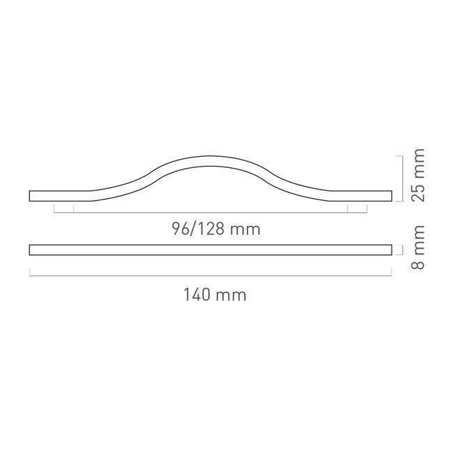 Tirador de mueble NESU negro distancia entre eje 96 mm