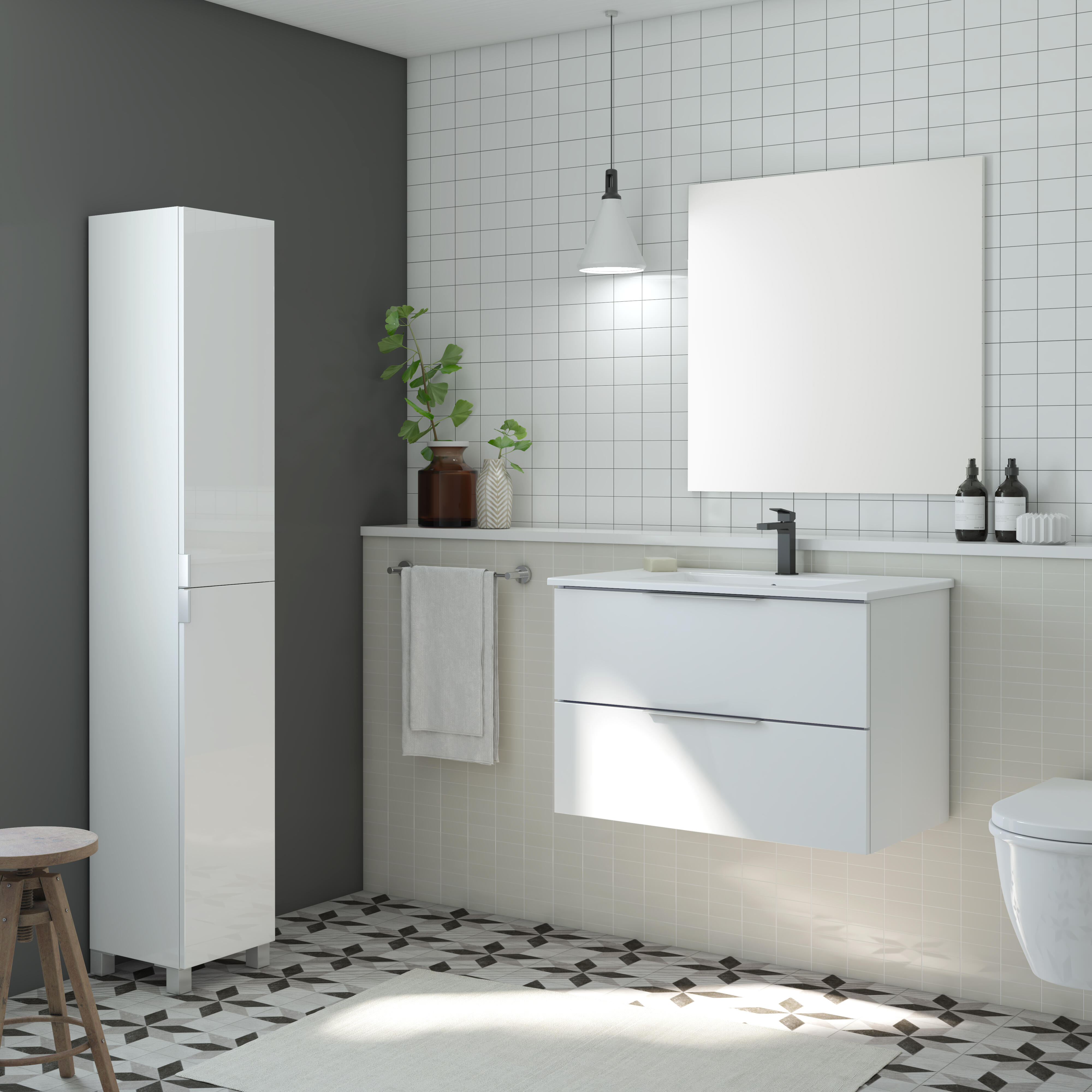 Mueble de baño con lavabo essential blanco 80x45 cm