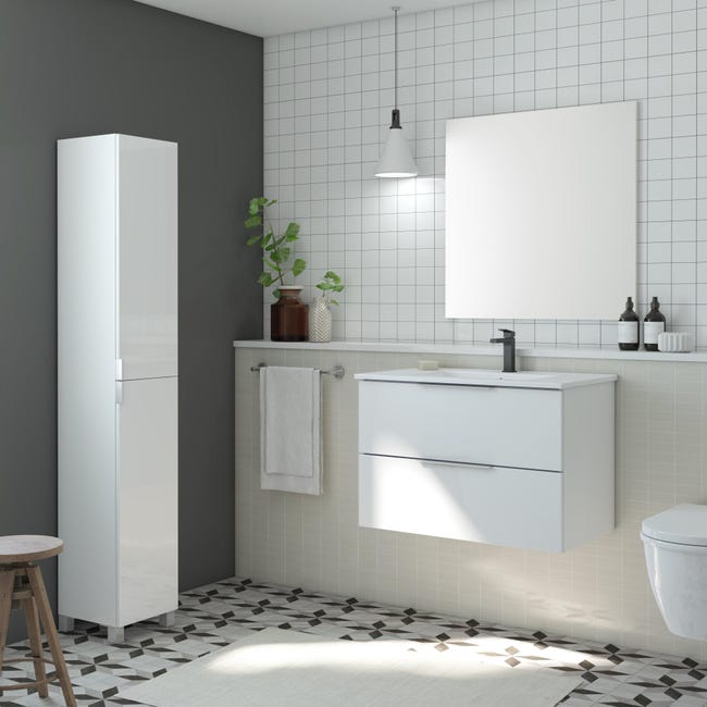 Merlin Essential Mueble de baño con lavabo Essential blanco brillante 80x45 cm | Leroy ...