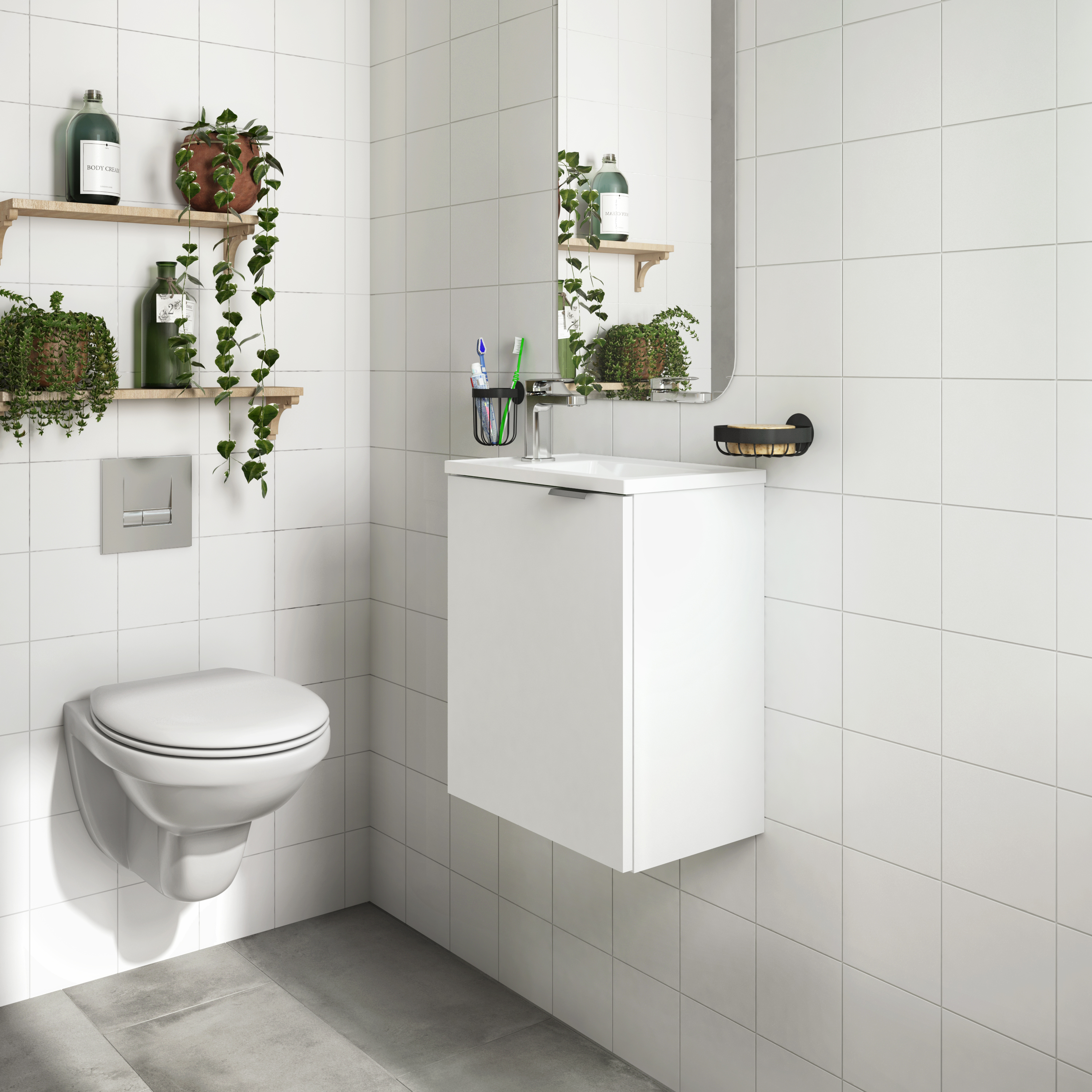 Mueble de baño con lavabo essential blanco 40x26 cm