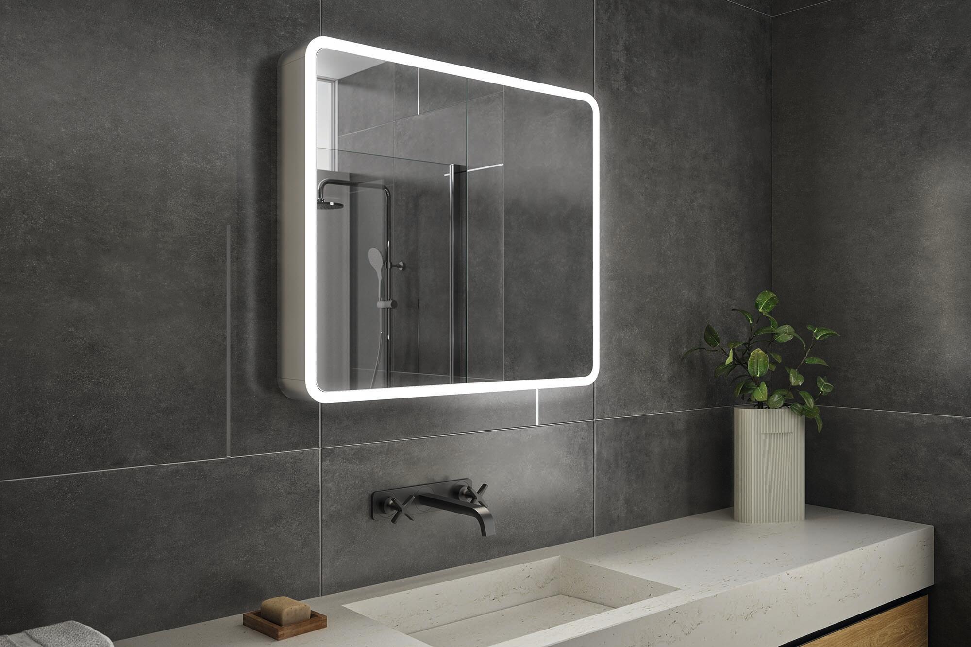Armario de baño con luz Camerino Mia 80x70x11.4 cm