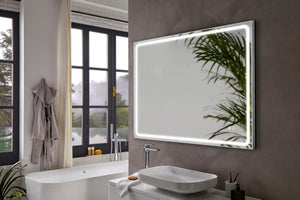 MICE COLLECTION Cristaled - Espejo de Baño con Luz LED cuadrado/rectangulo  con cantos redondeados, Espejo de Baño Pared con Iluminación Luz frontal