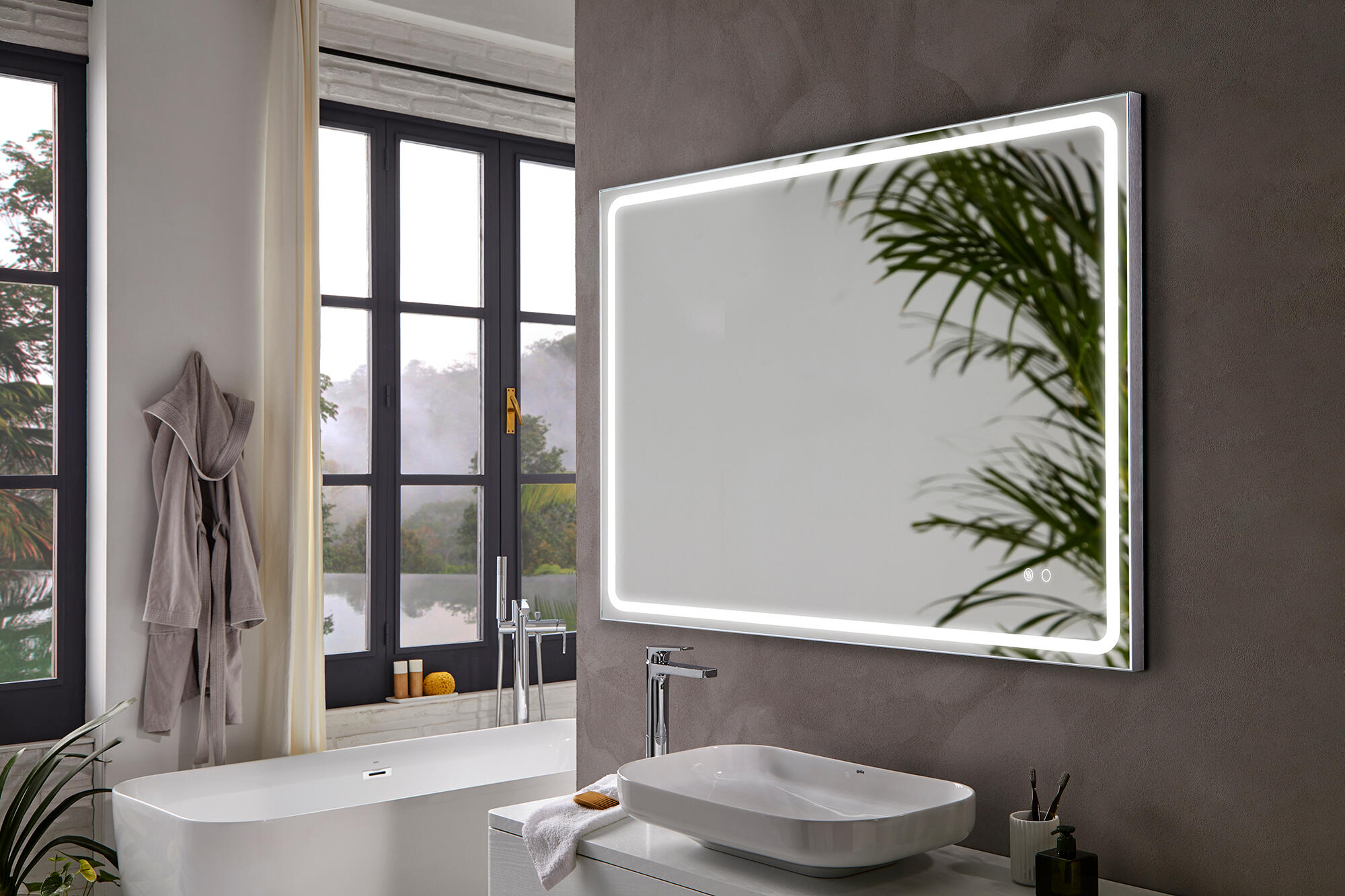 Espejo de baño con luz led mia plus antivaho antivaho 80x150 cm
