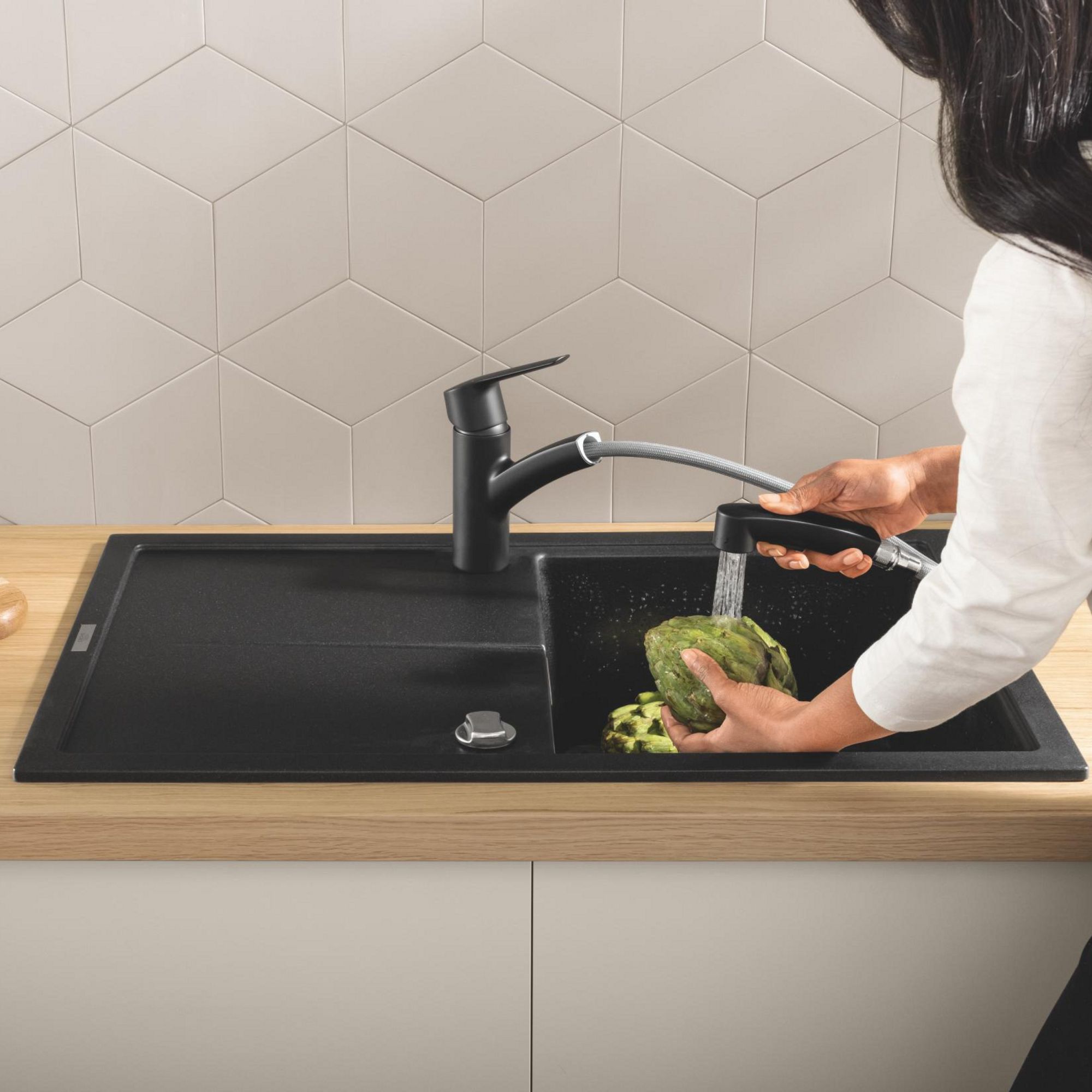Grifo de cocina extra ble GROHE START negro Leroy Merlin
