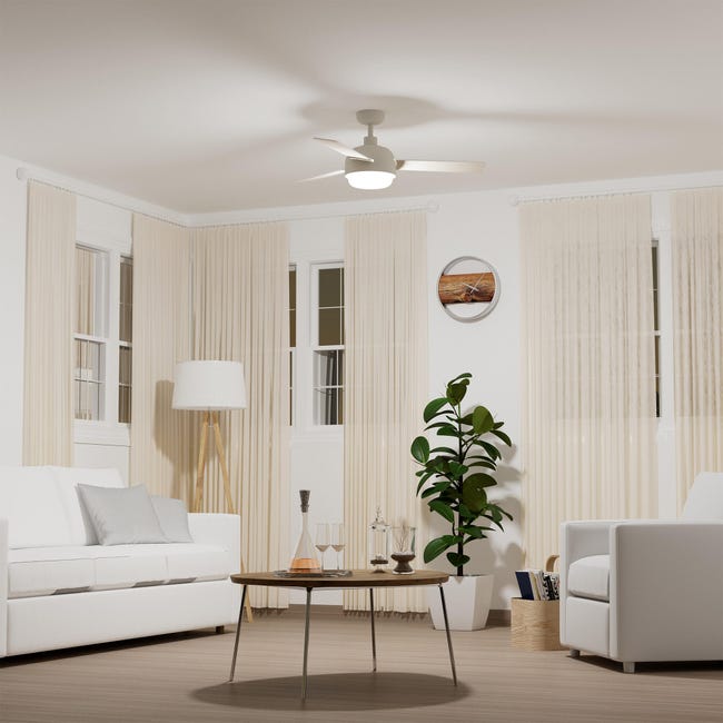 Ventilador de techo con luz motor DC Espe blanco 122 cm color luz regulable