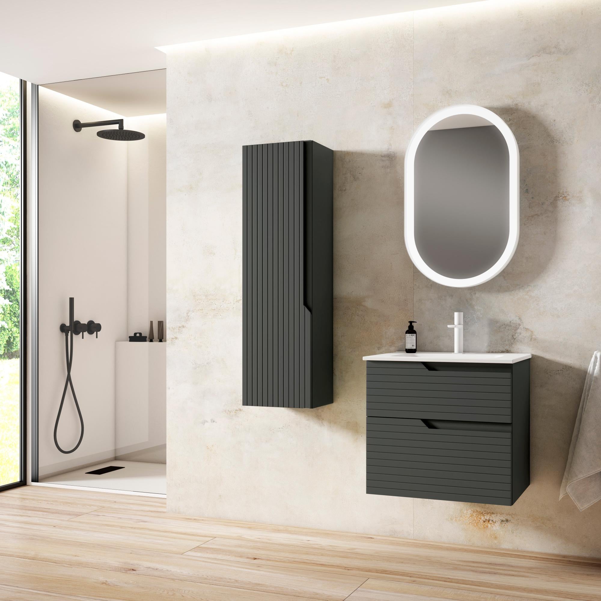Mueble de baño con lavabo iris ceniza 60x50 cm de la marca VISOBATH