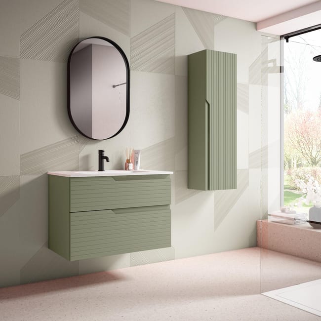 Mueble de baño con lavabo Iris verde mate 80x44.9 cm