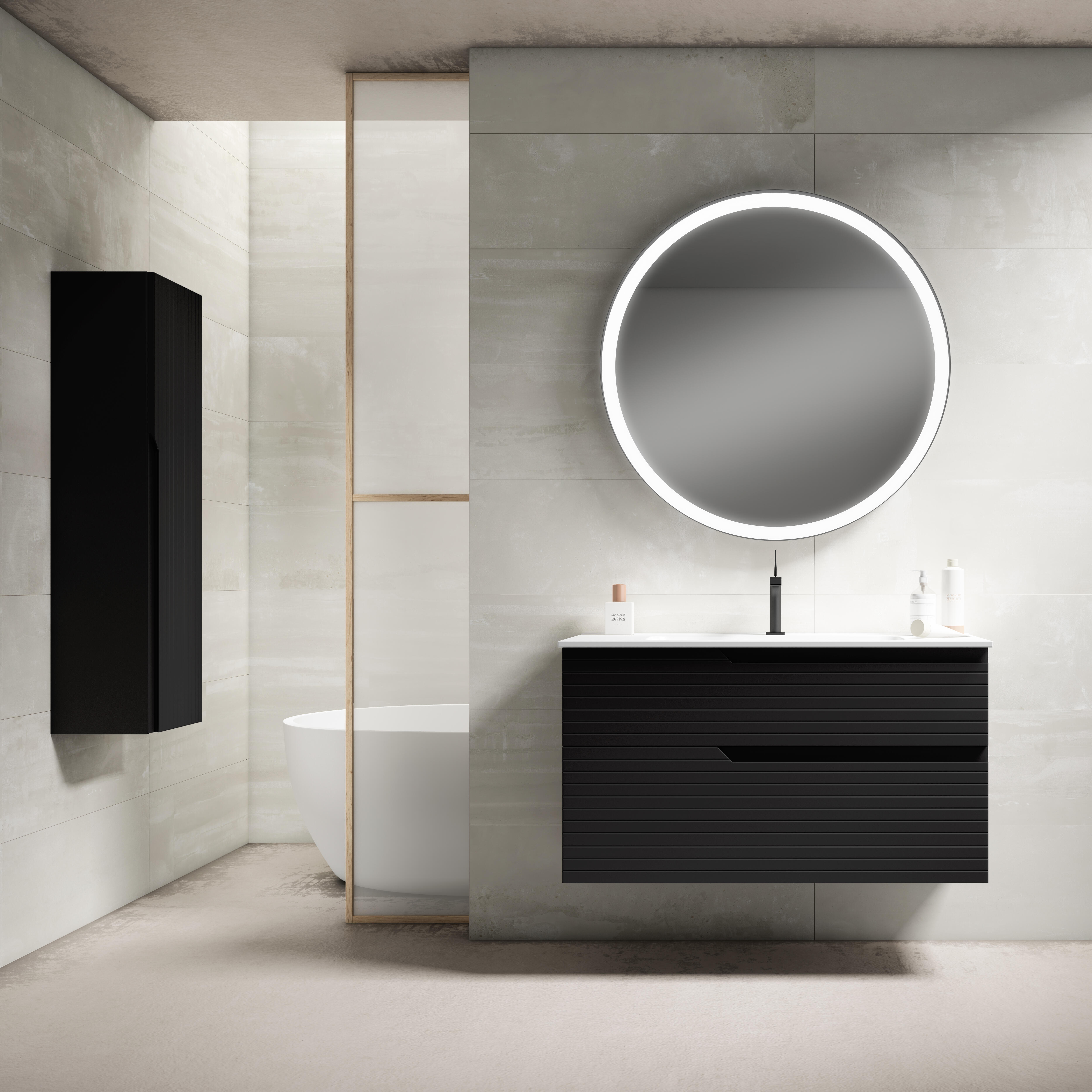 Mueble de baño con lavabo iris negro mate 100x44.9 cm