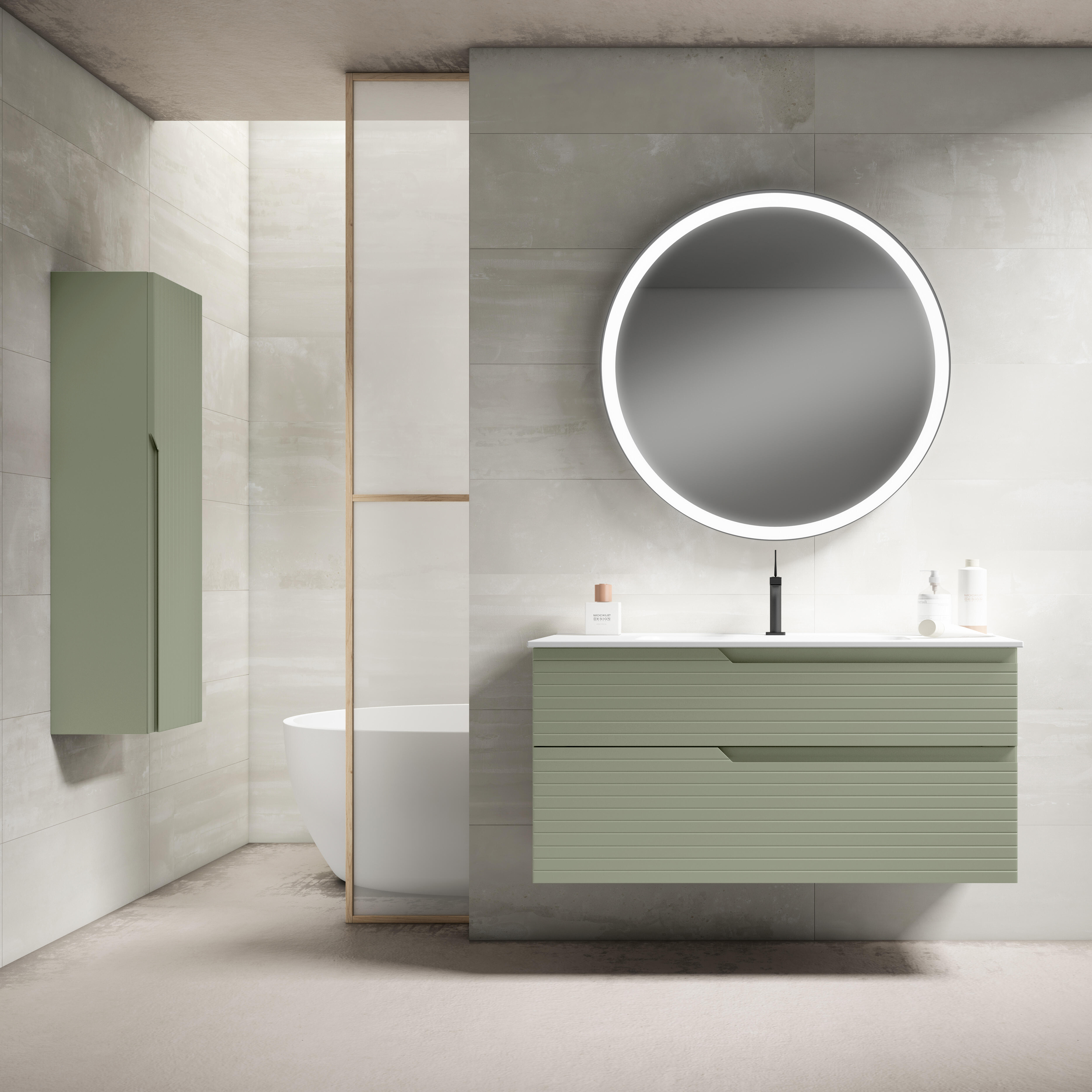 Mueble de baño con lavabo iris verde 120x44.9 cm