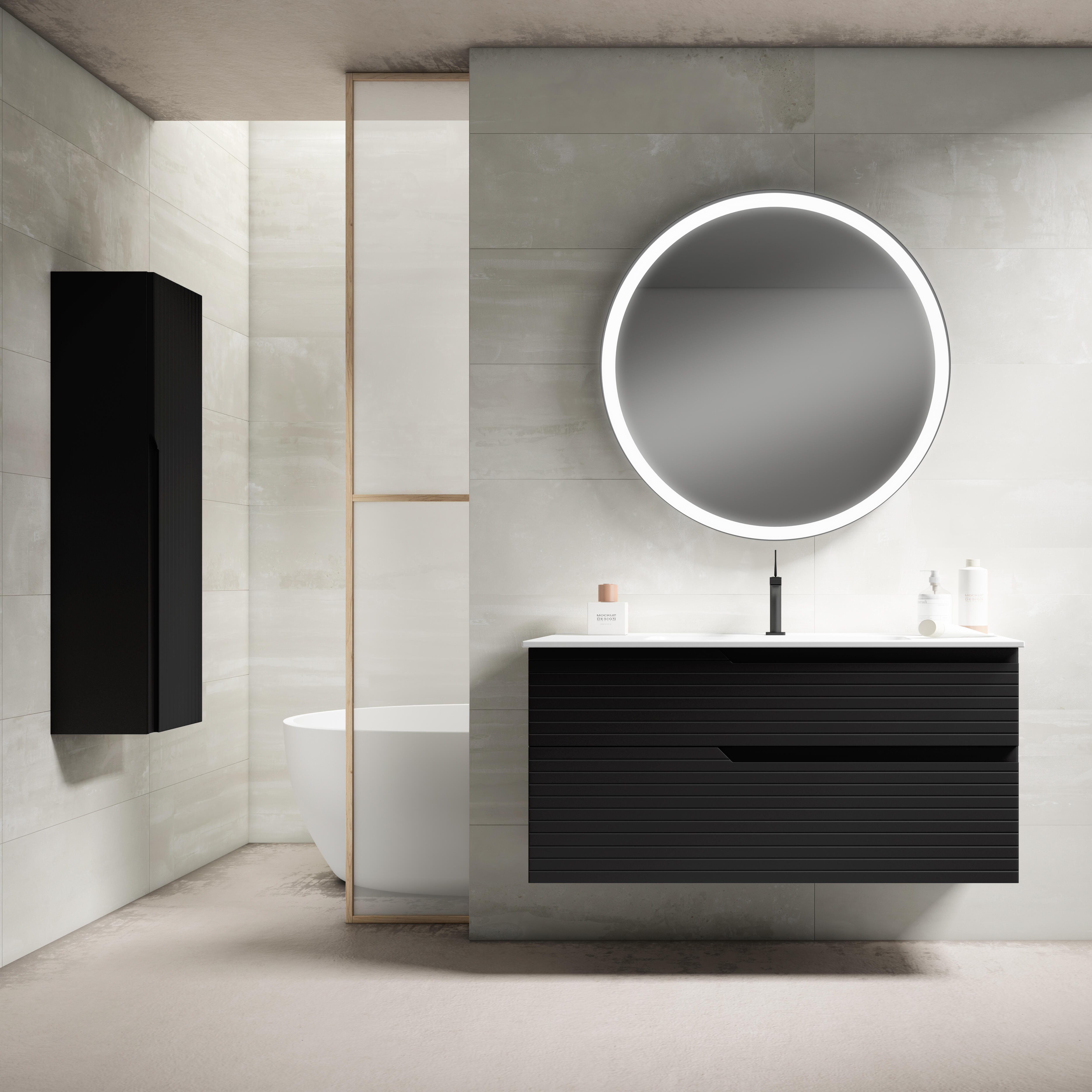 Mueble de baño con lavabo iris negro 120x44.9 cm