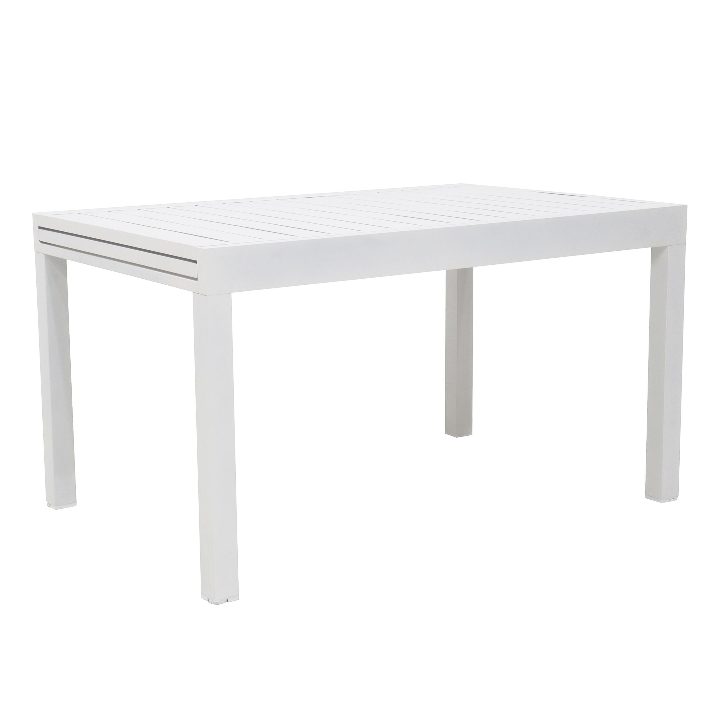 Mesa de jardín extensible naterial lyra ii de aluminio blanco 135/270x75x90 cm