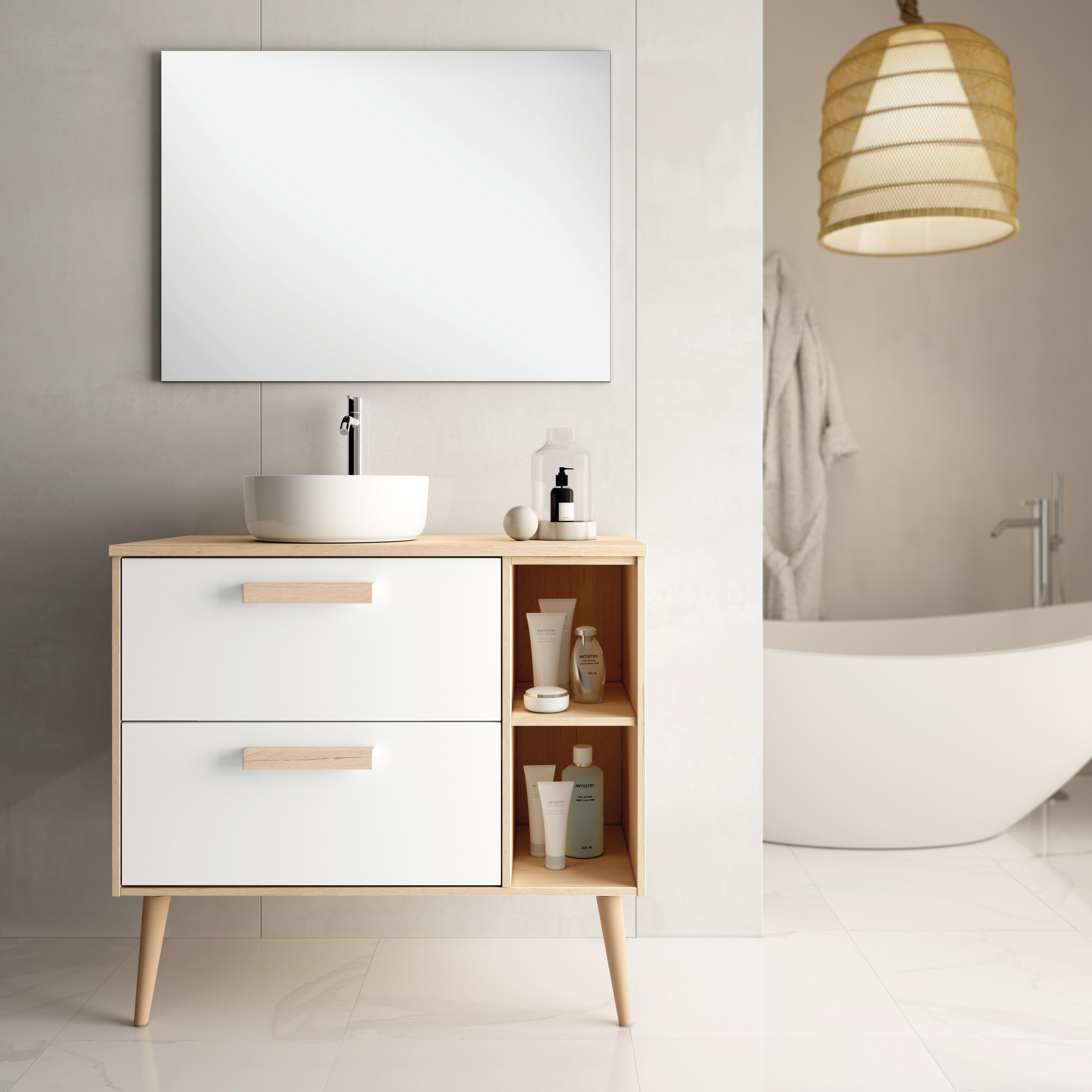 Mueble de baño con lavabo malmoe roble 80x45 cm