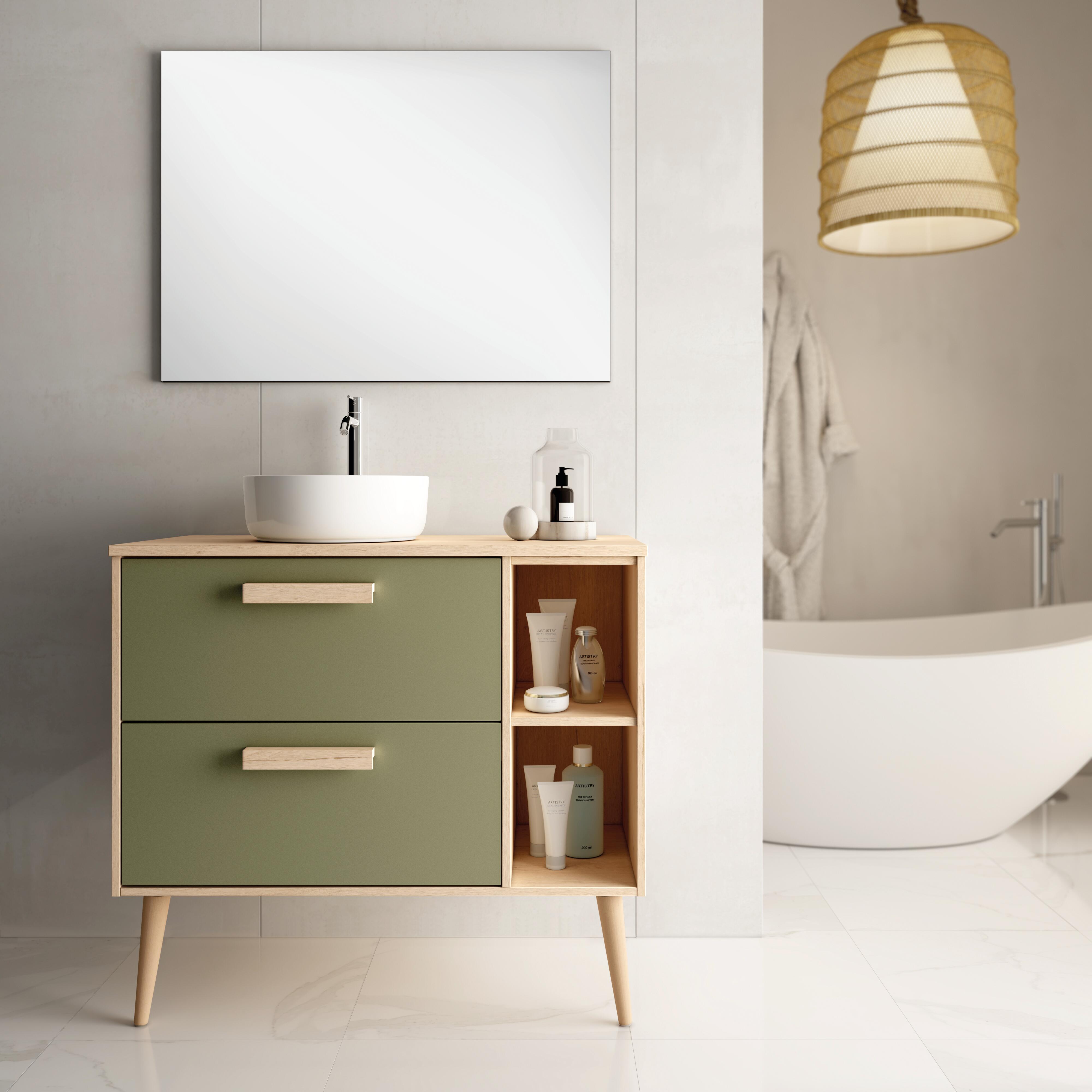 Mueble de baño con lavabo malmoe roble mate 80x45 cm