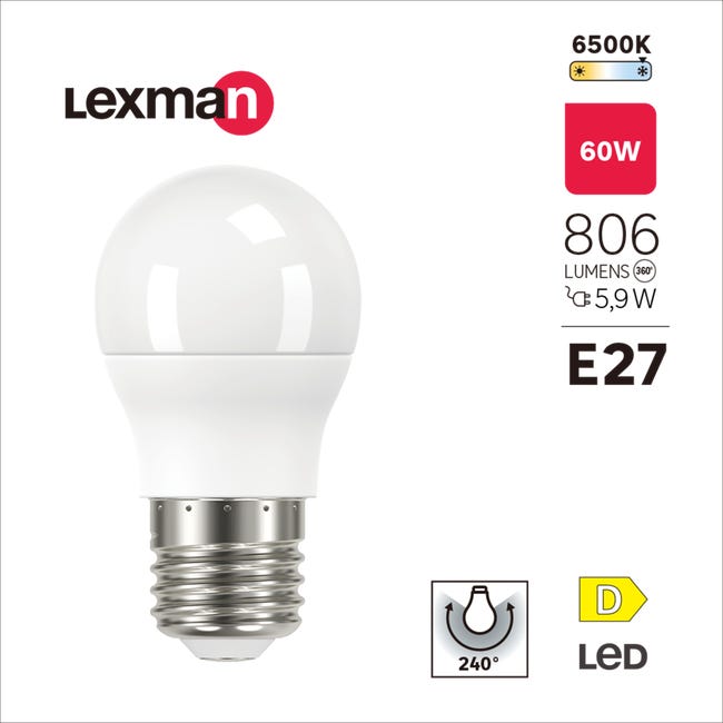 Bombilla LED E27 806 lm blanco frío Lexman