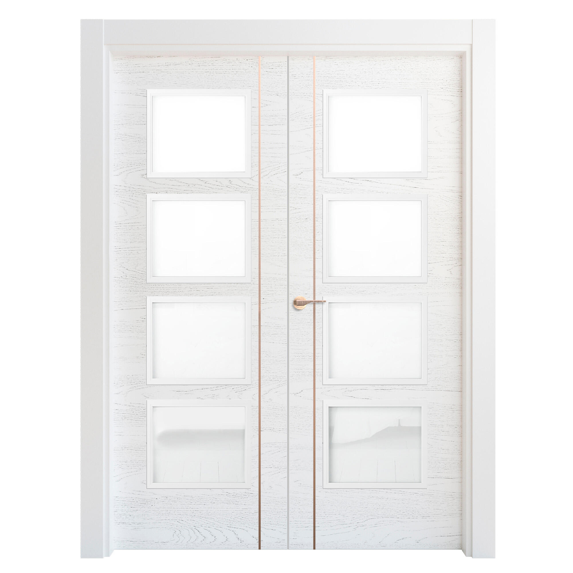 Puerta interior abatible mencía blanco premium apertura dcha con cristal 145cm