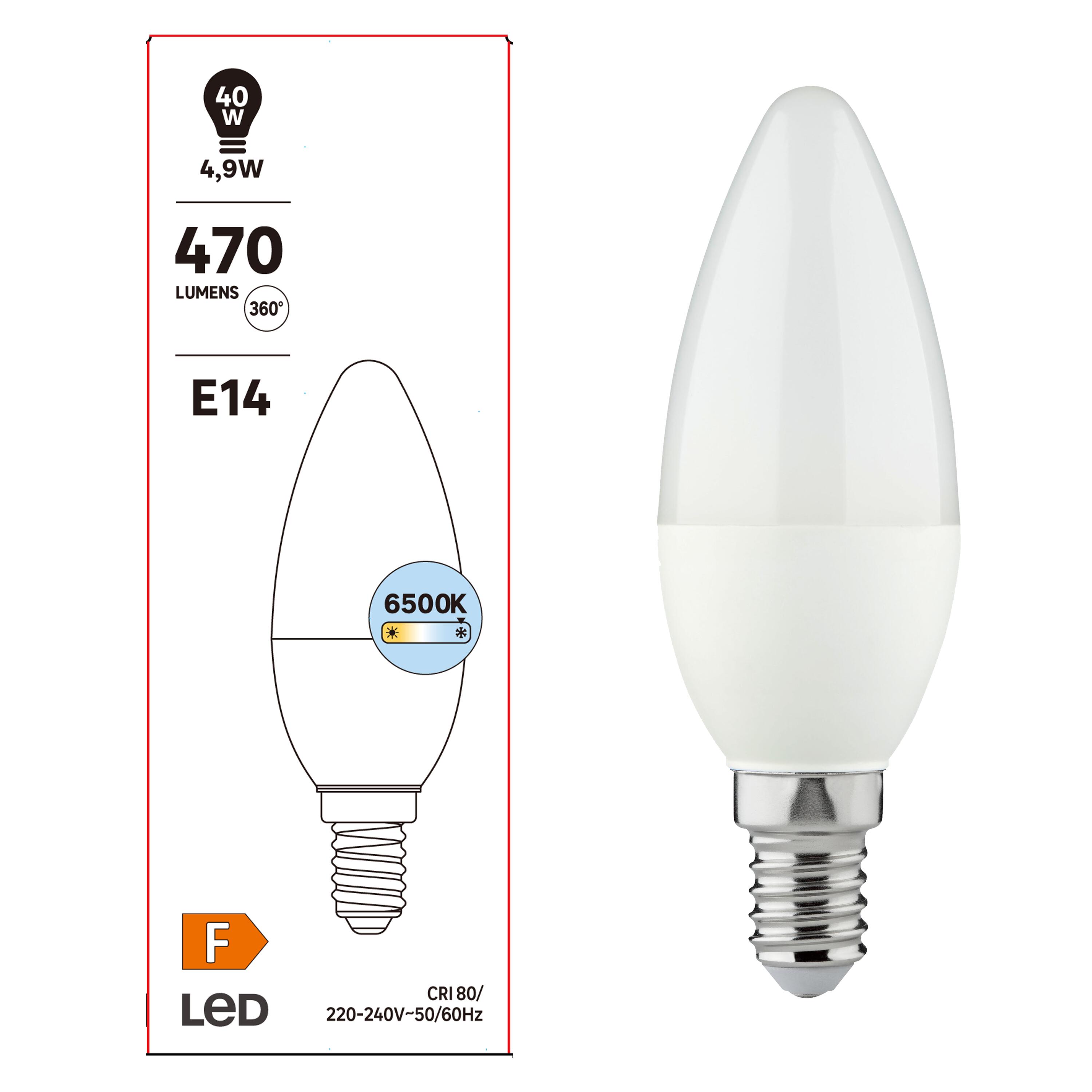 Bombilla LED Vela E14 luz blanca fría (6W) 