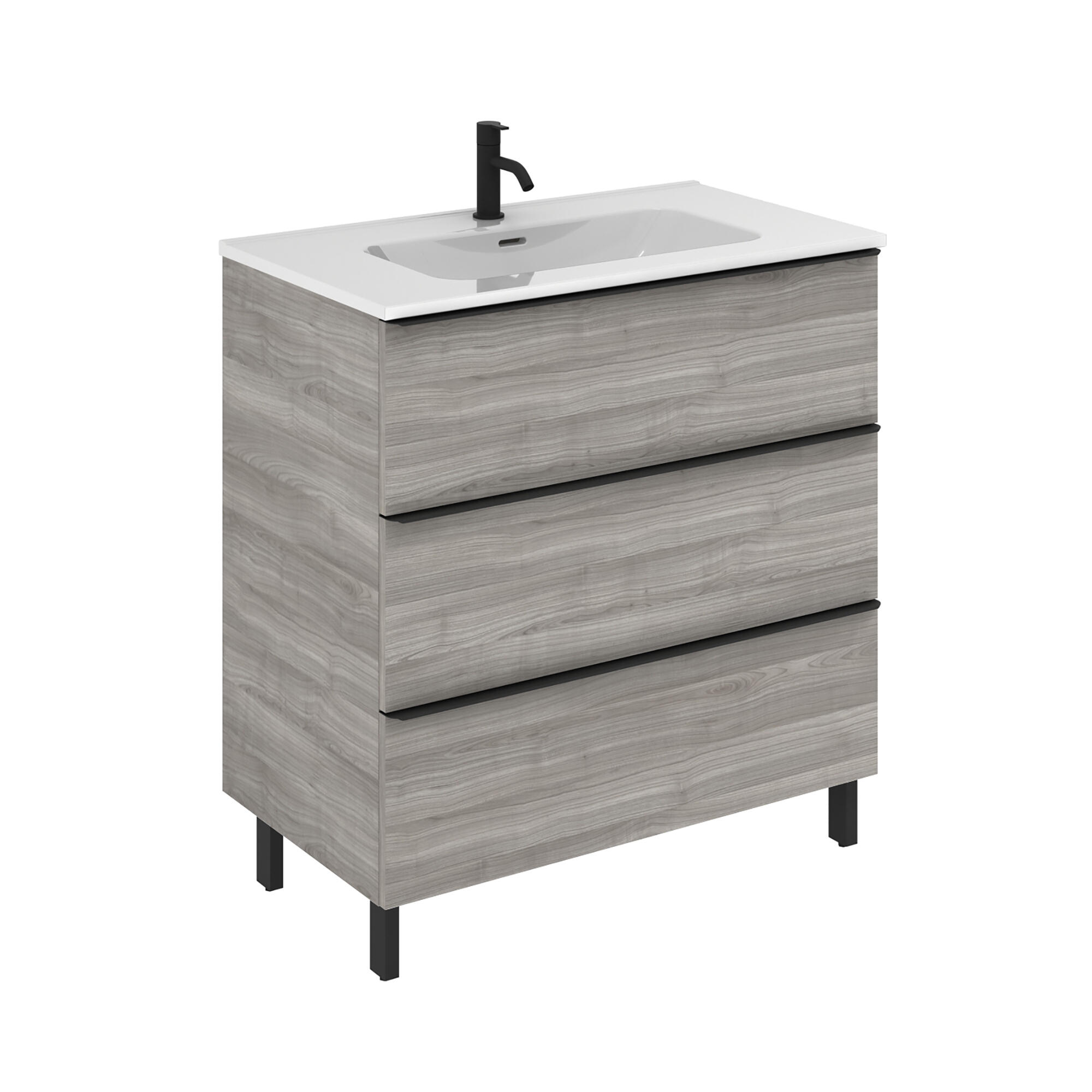 Mueble de baño komplett imitación roble grisáceo 80x45 cm