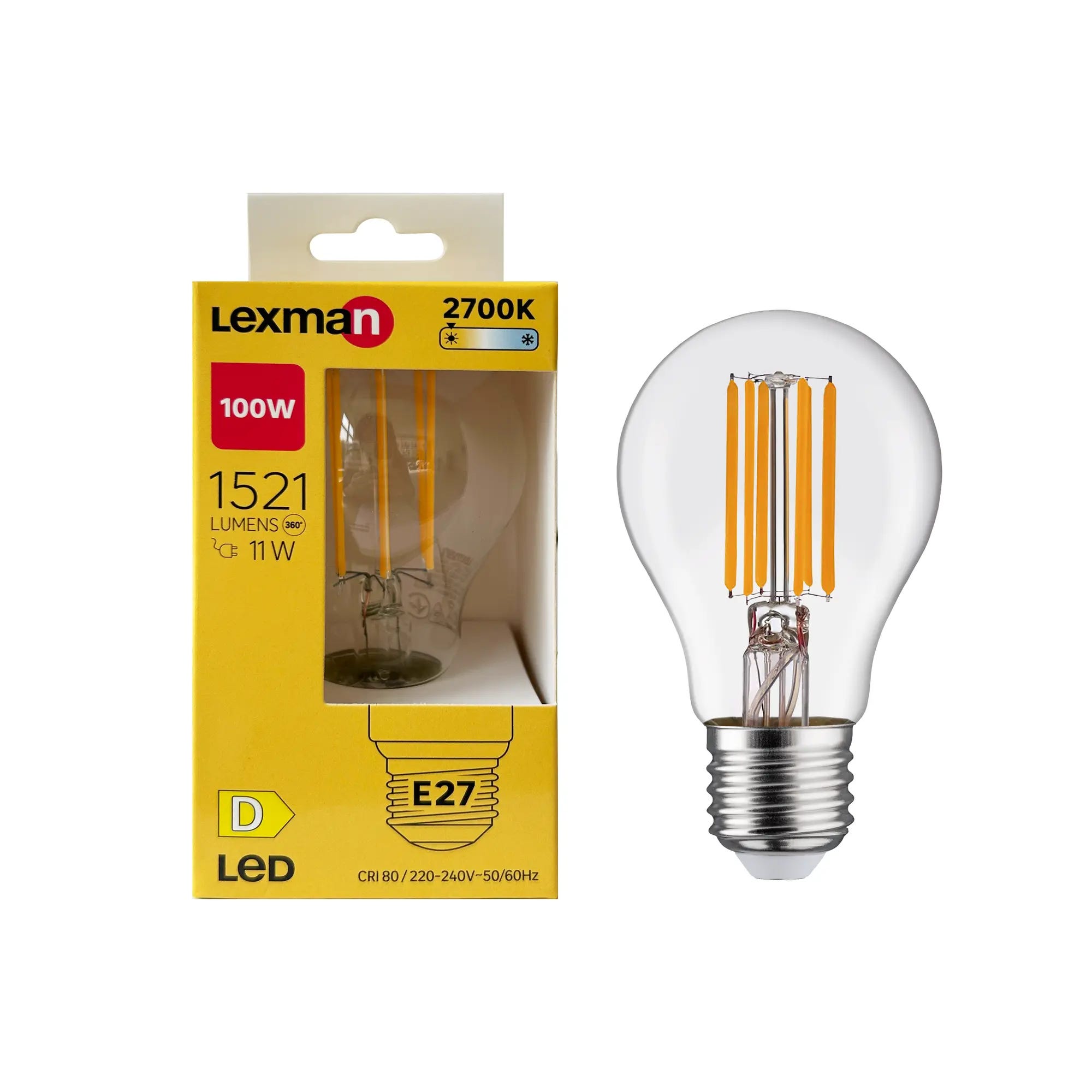 Bombilla LED E27 estándar 1521 lm blanco cálido Lexman